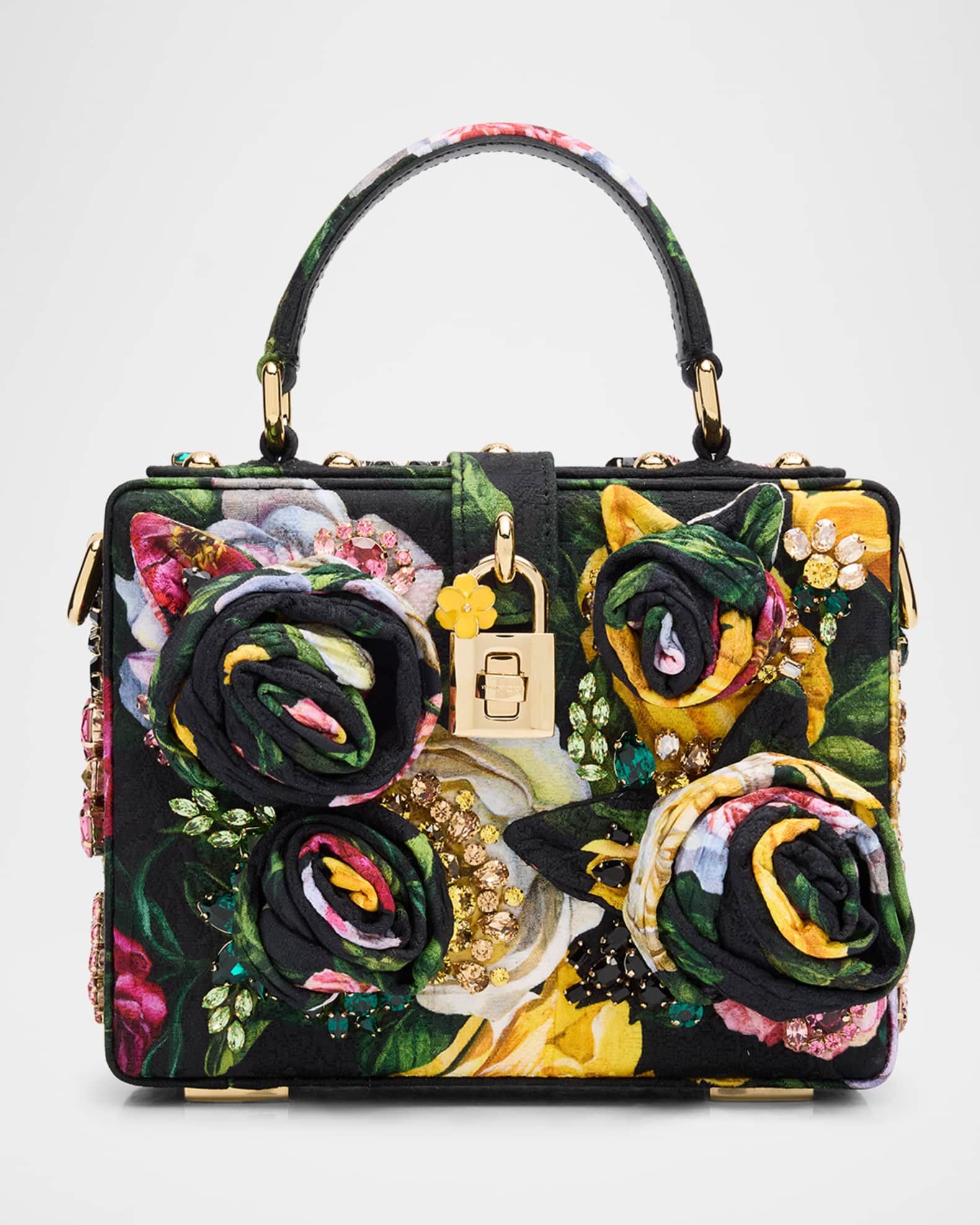 Dolce&Gabbana Flower Brocade Embellished Box Top-Handle Bag