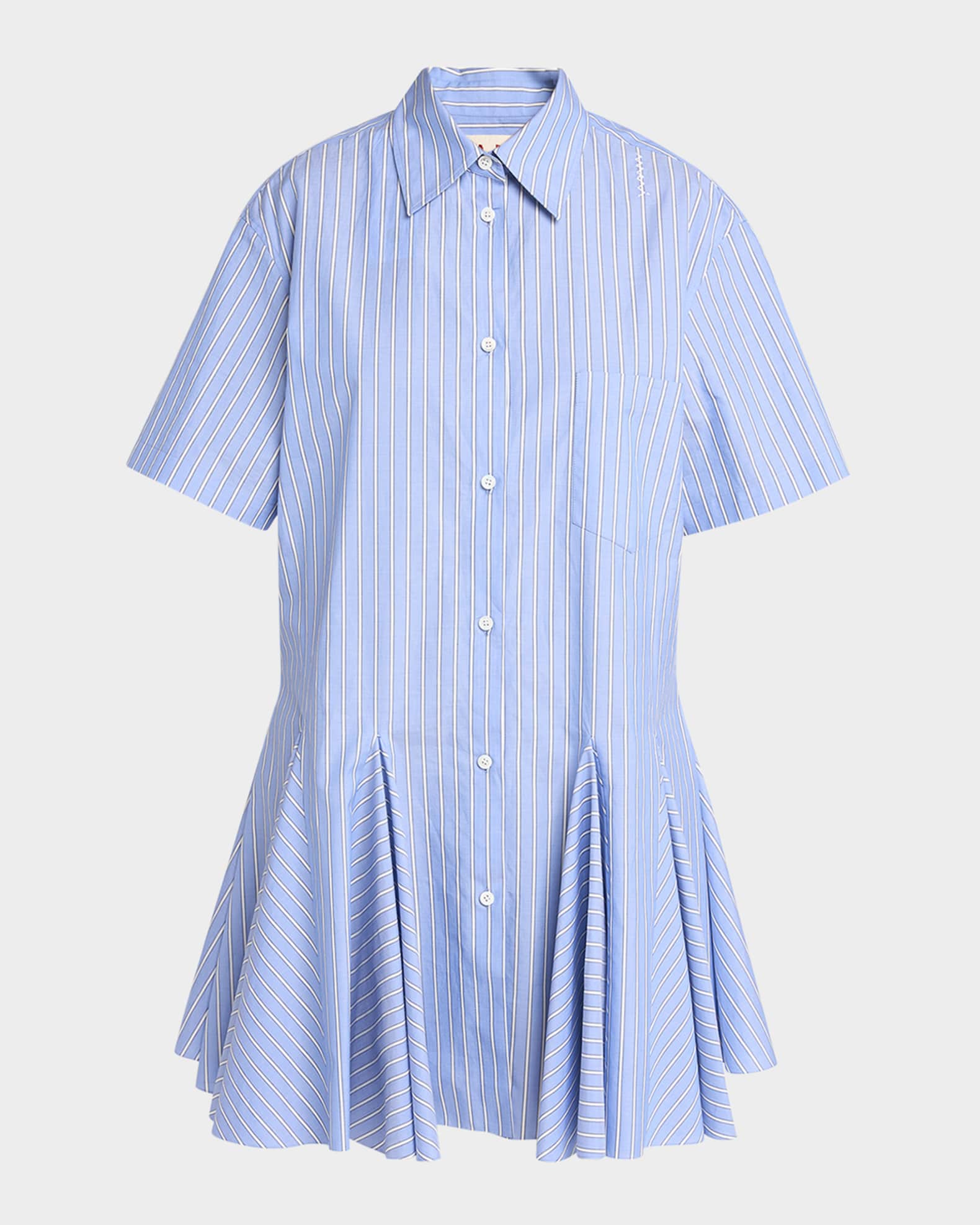 Stripe Godet Mini Shirt Dress 0