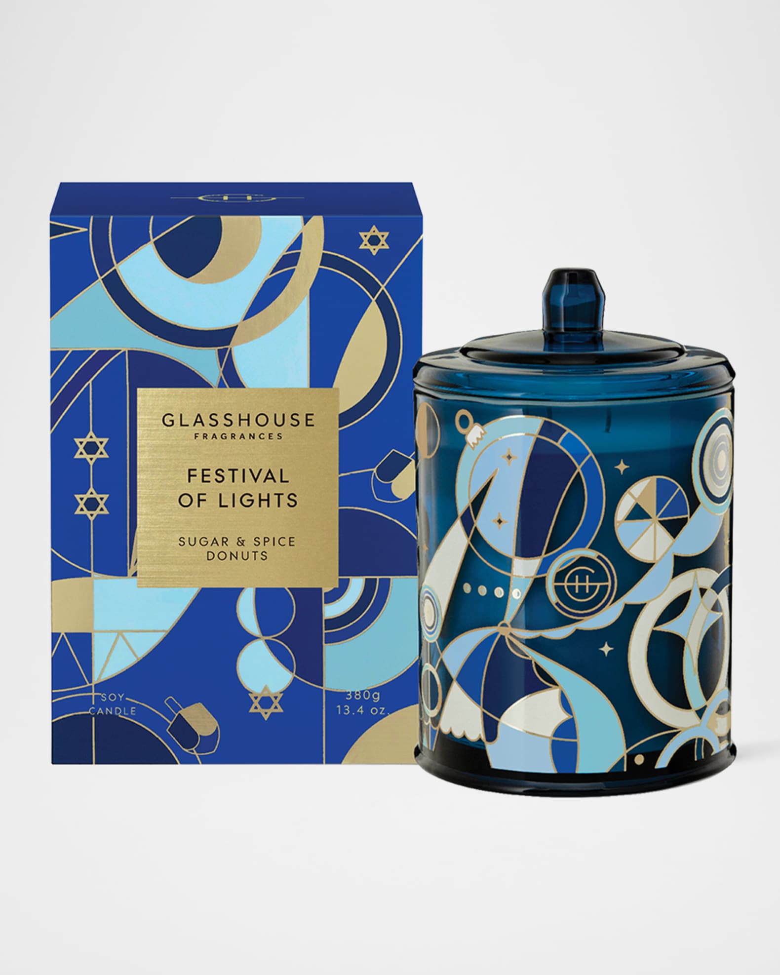 GLASSHOUSE FRAGRANCES Hanukkah Festival of Lights Candle, 380g Neiman