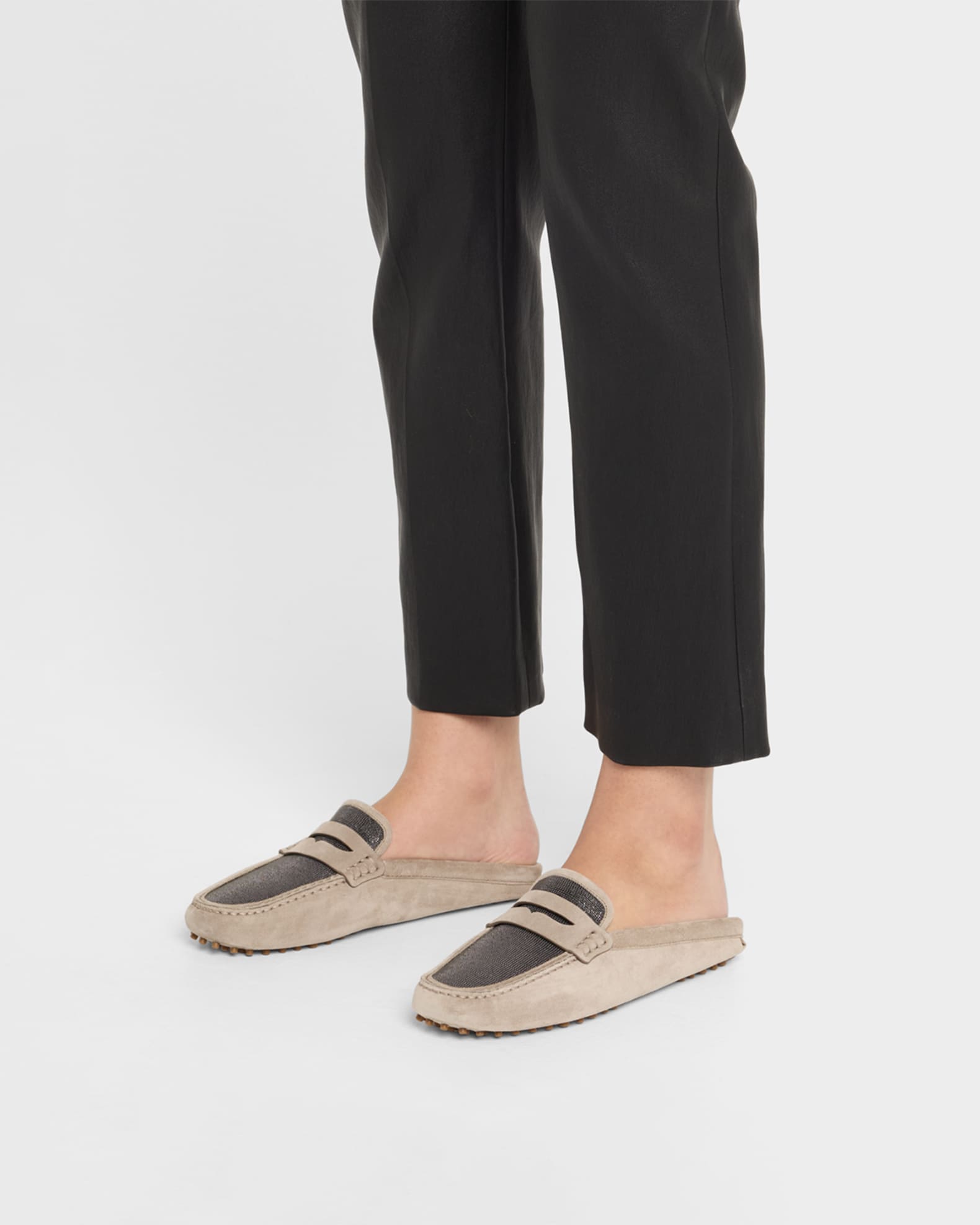 Suede Monili Penny Loafer Mules 1