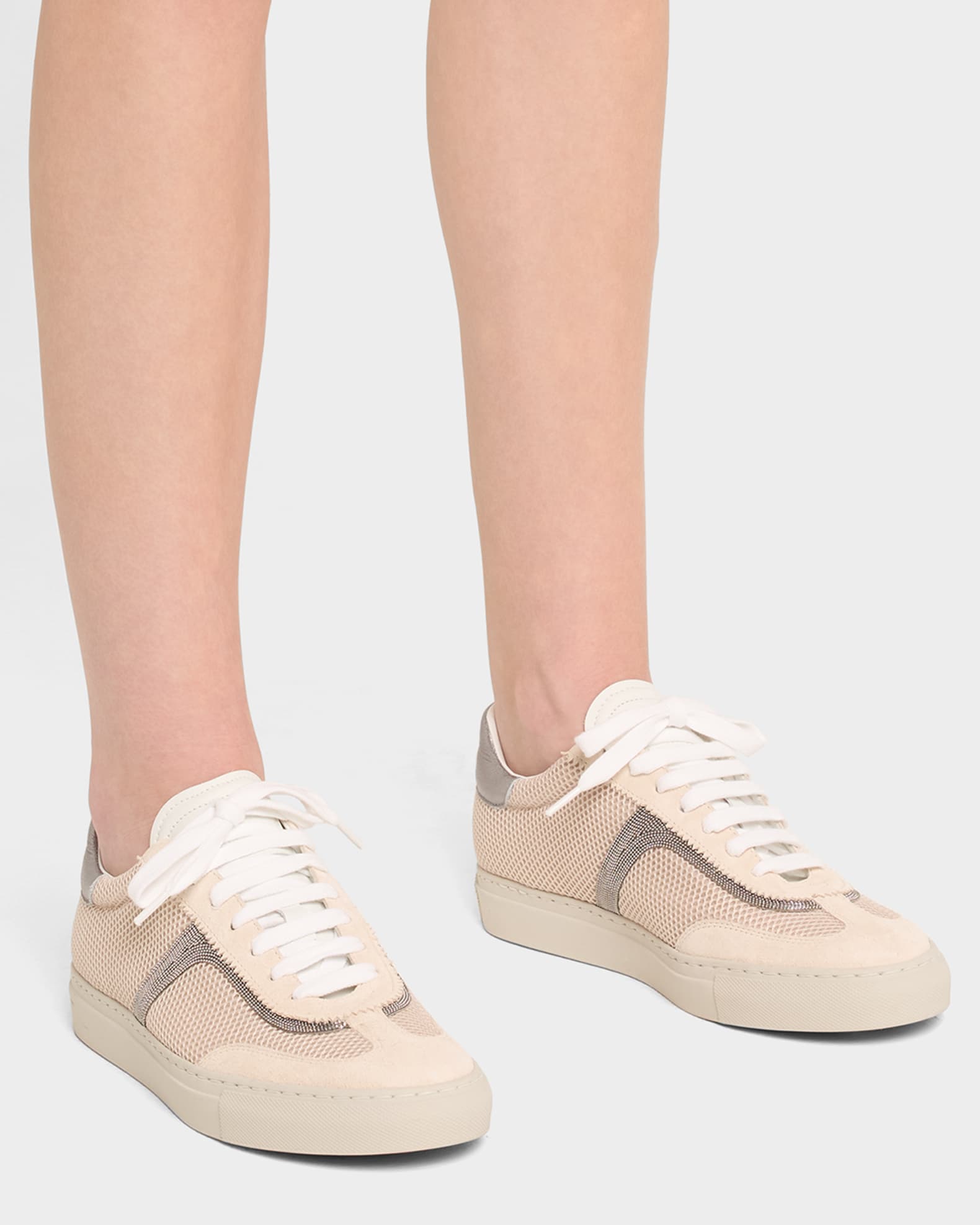 Mesh and Suede T-Toe Sneakers 1