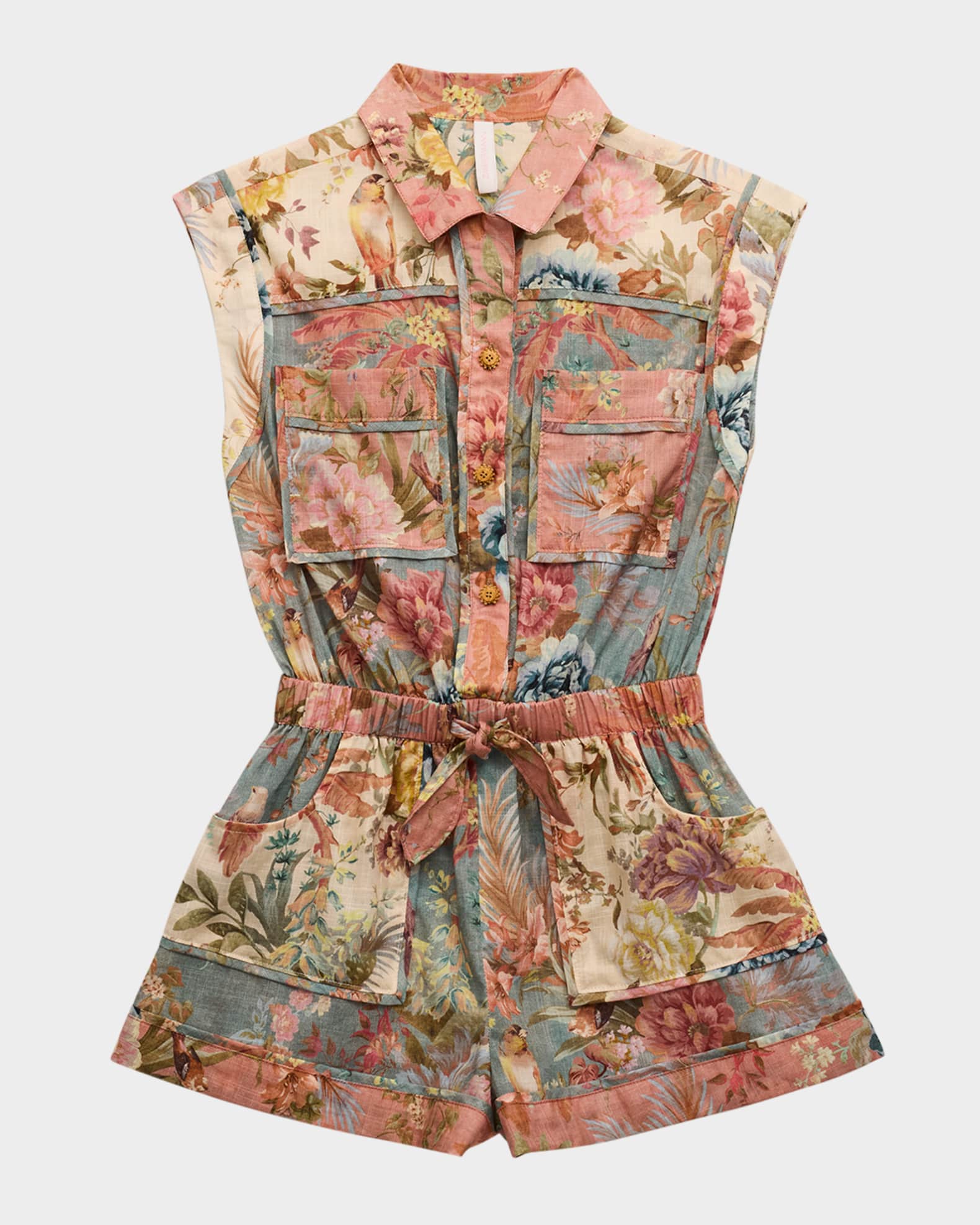 Girl's Tallow Floral-Printed Playsuit, Size 2-12 0
