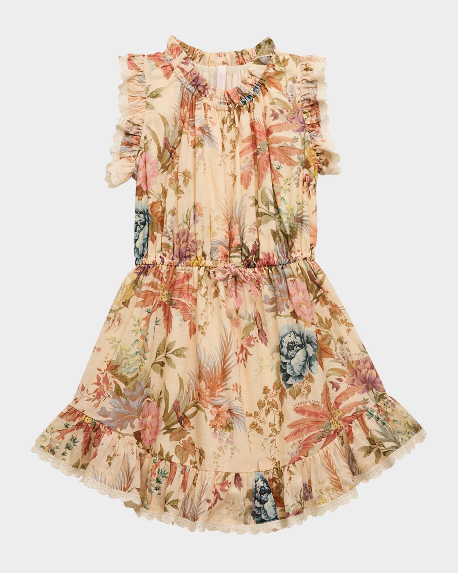 Girl's Tallow Floral-Print Frill Dress, Size 2-12 0