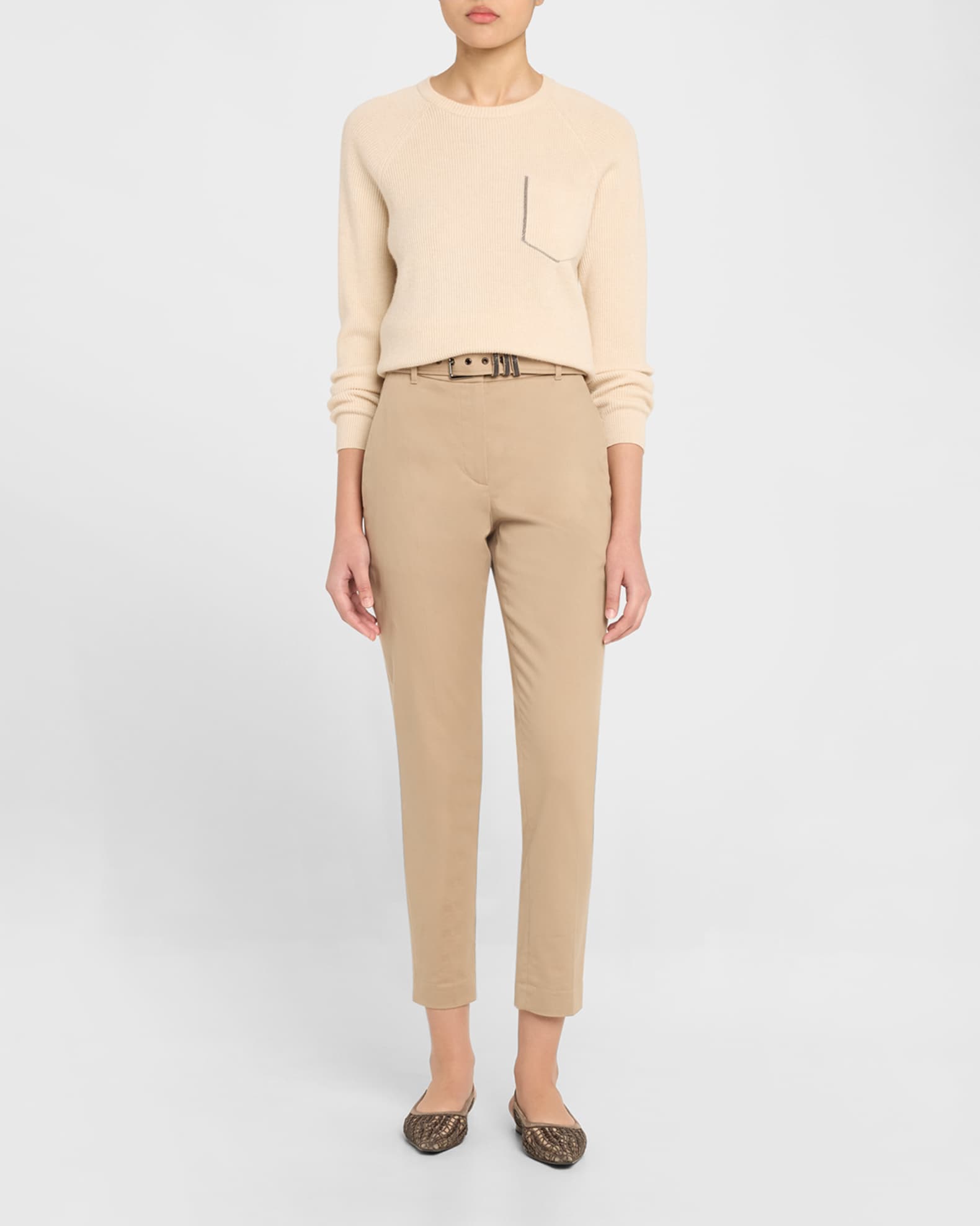 Brunello Cucinelli Woven Monili Slingback Flats | Neiman Marcus