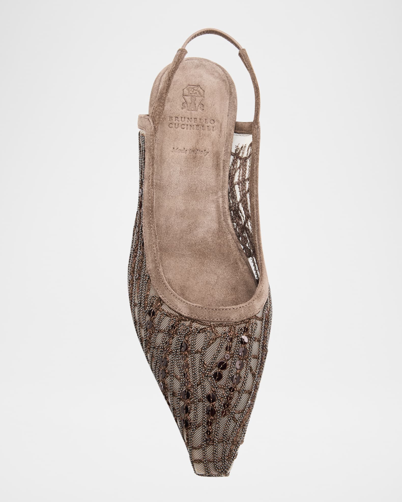 Brunello Cucinelli Woven Monili Slingback Flats | Neiman Marcus