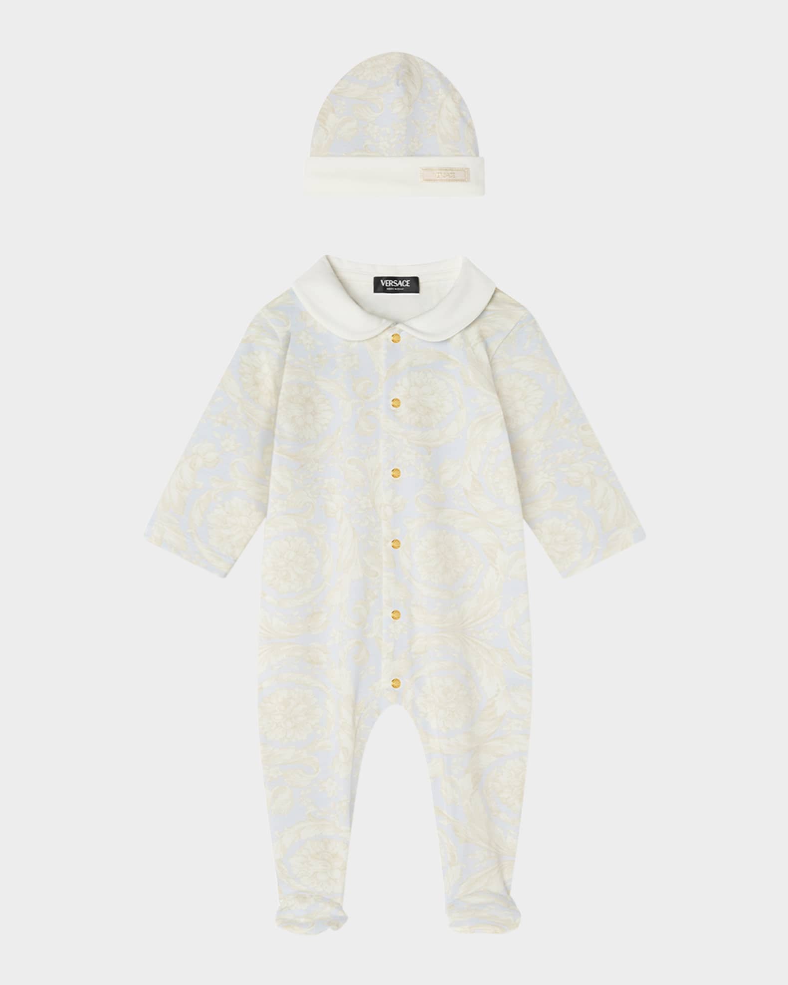 Kid's Barocco Jumpsuit and Beanie Set, Size 3M-9M 0