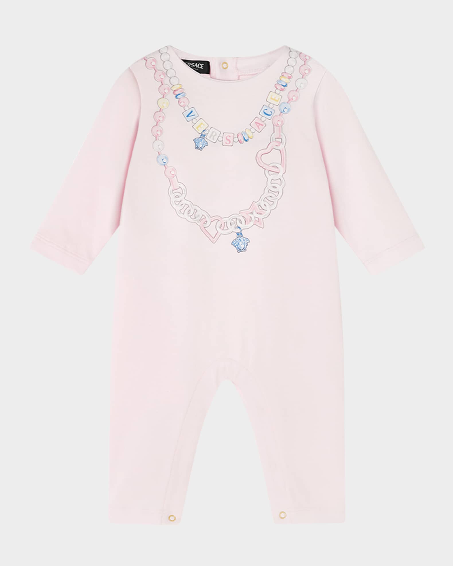 Girl's Logo-Print Necklace Graphic Coverall, Size 3M-18M 0