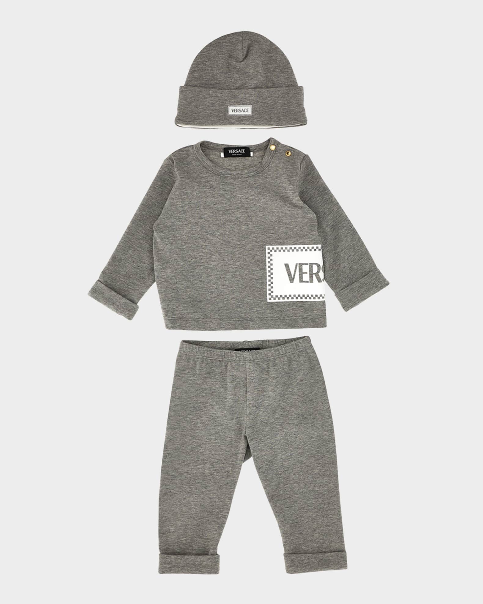 Boy's Damier Logo-Print 3-Piece Set, Size Newborn-9M 0