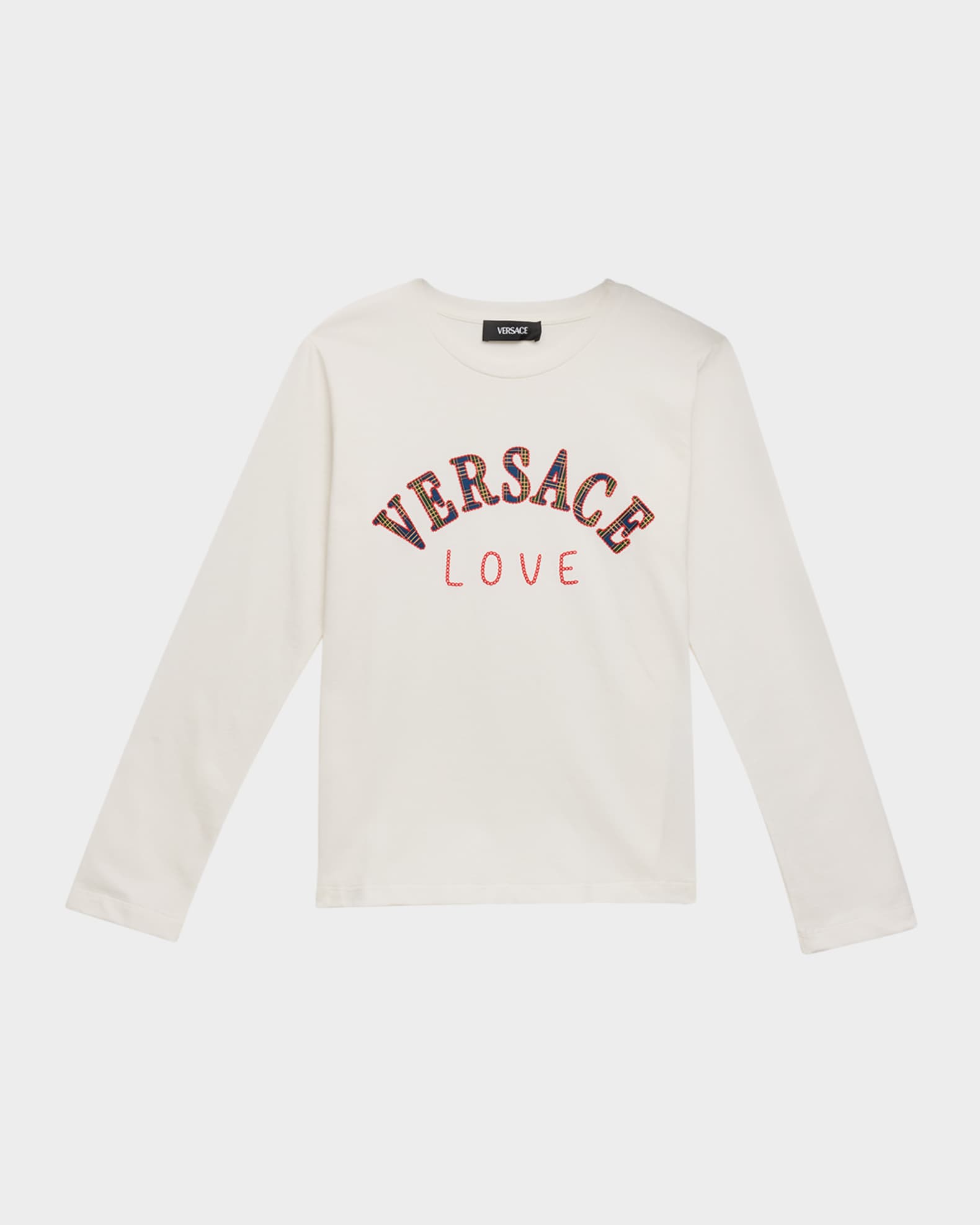 Girl's Check-Print Logo Love Jersey T-Shirt, Size 6-14 0