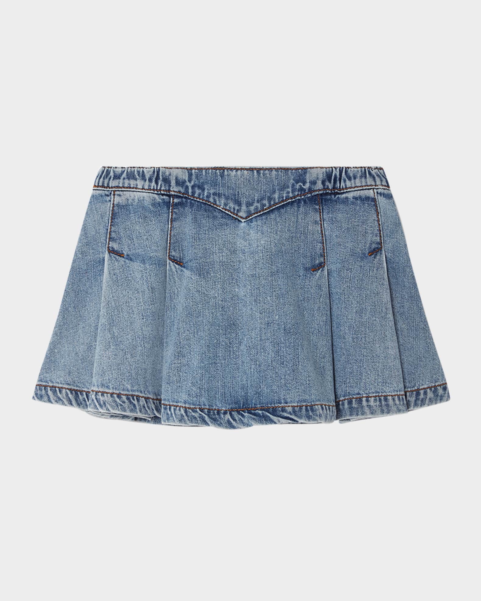 Girl's Pleated Denim Skirt, Size 12M-4 1