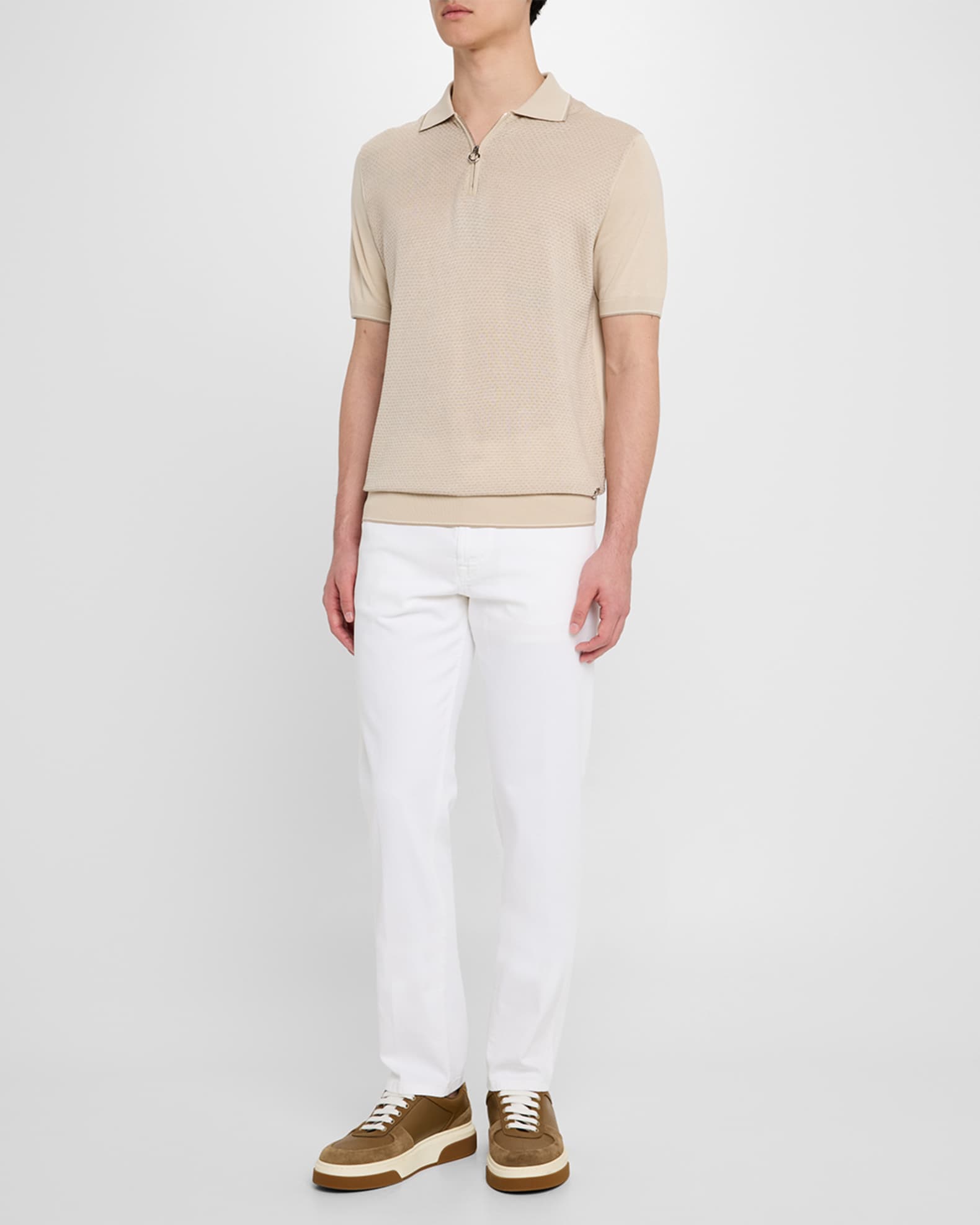 Men's Short-Sleeve Quarter-Zip Polo Sweater 1