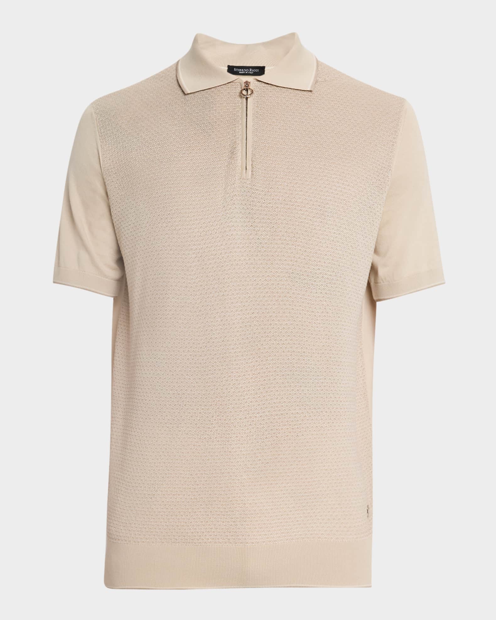 Men's Short-Sleeve Quarter-Zip Polo Sweater 0