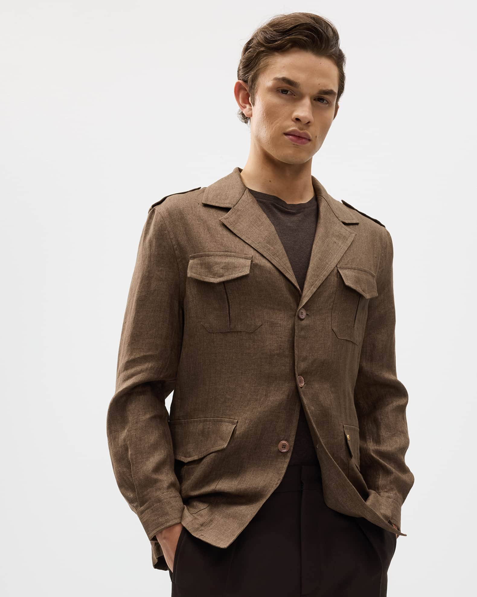 Stefano Ricci Men's Sahara Linen Safari Jacket | Neiman Marcus