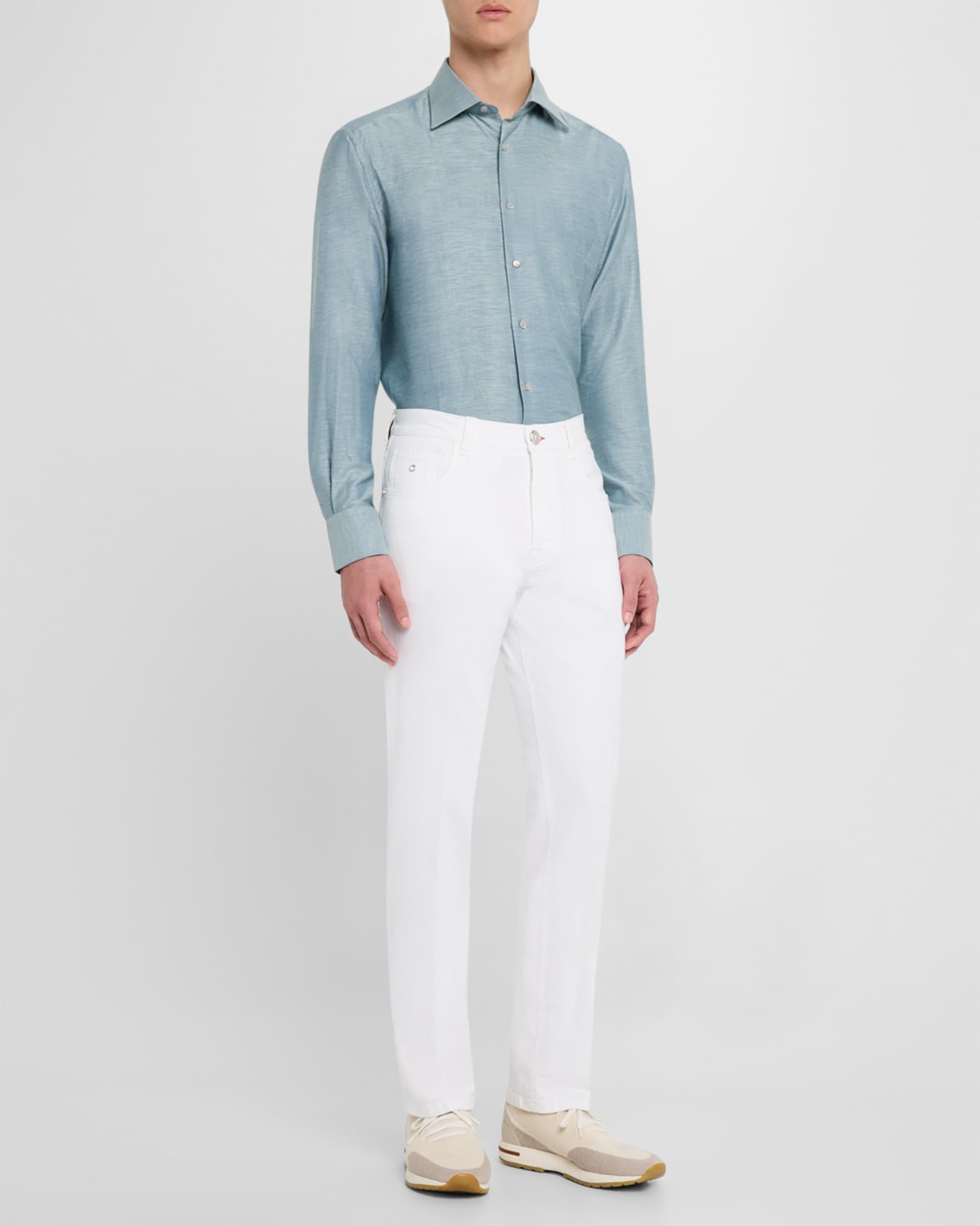 Men's Heathered Cotton and Linen Sport Shirt 1