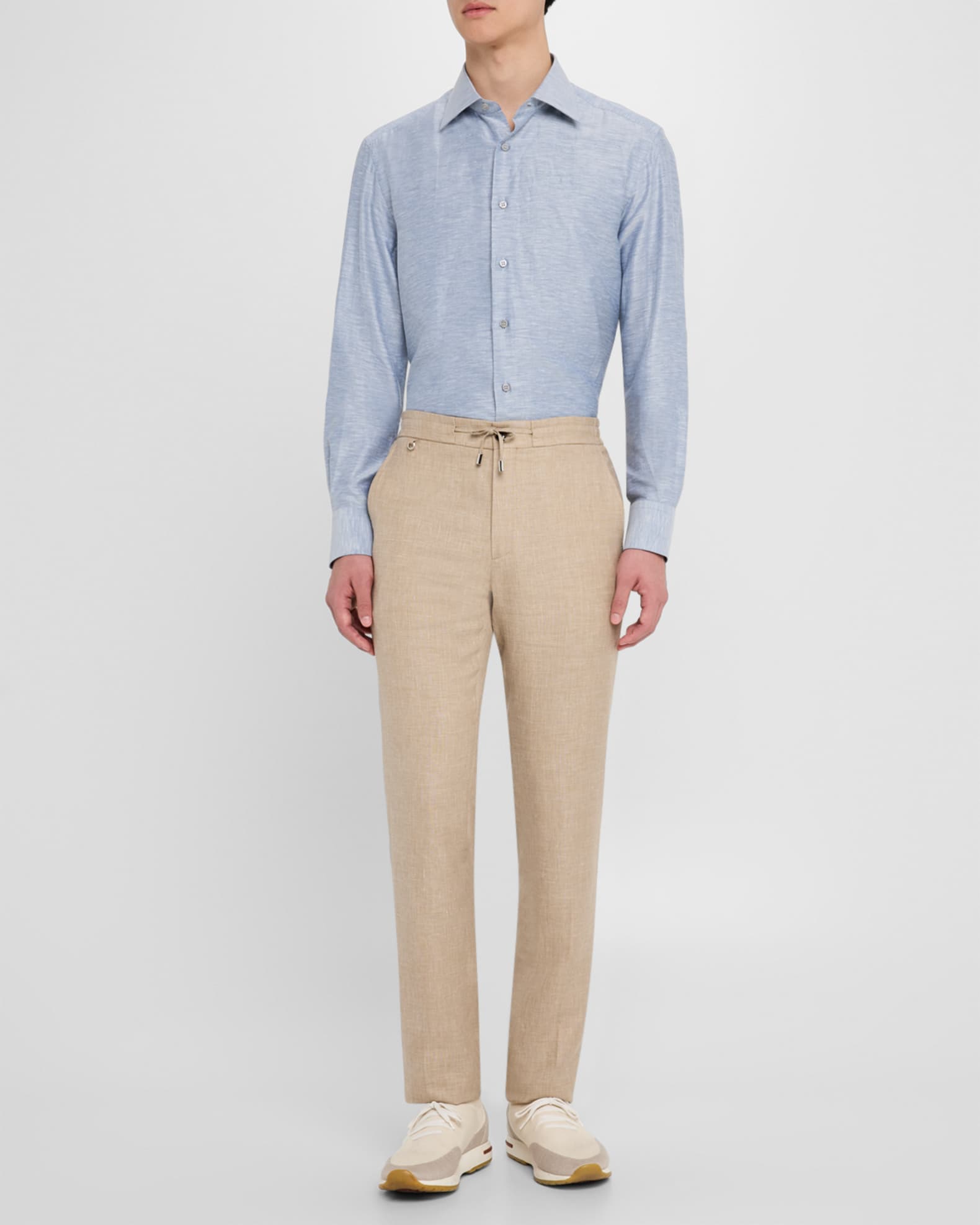 Men's Heathered Cotton and Linen Sport Shirt 1