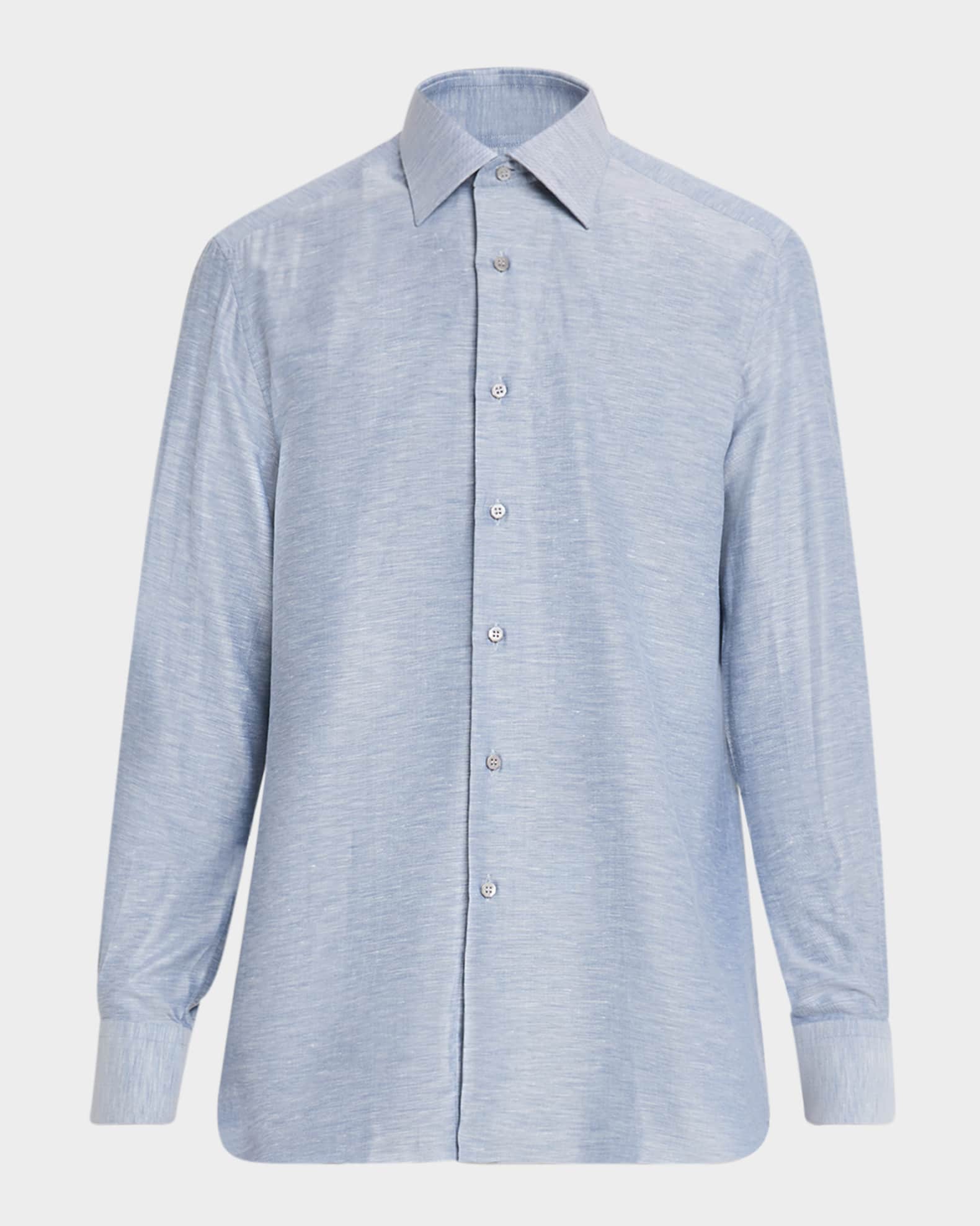Men's Heathered Cotton and Linen Sport Shirt 0