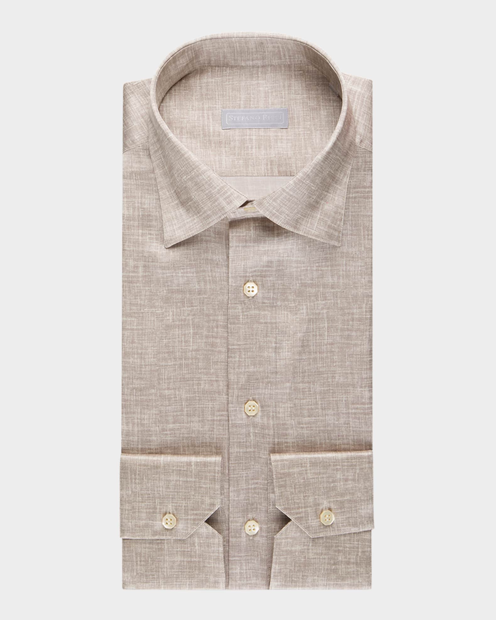 Men's Textured-Print Silk Sport Shirt 0