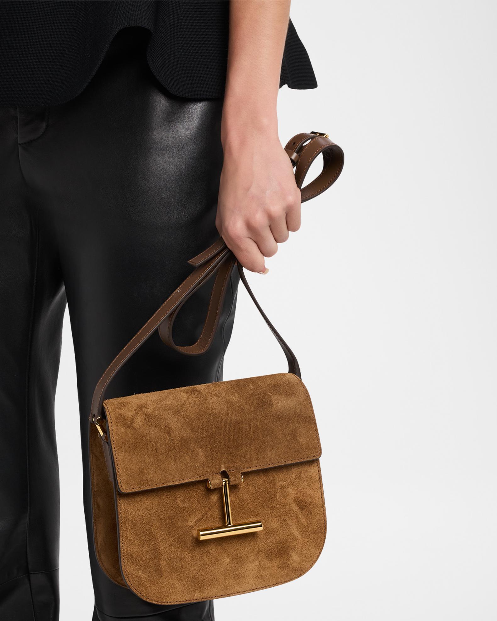 TOM FORD Tara Mini Flap Crossbody Bag in Suede and Leather | Neiman Marcus