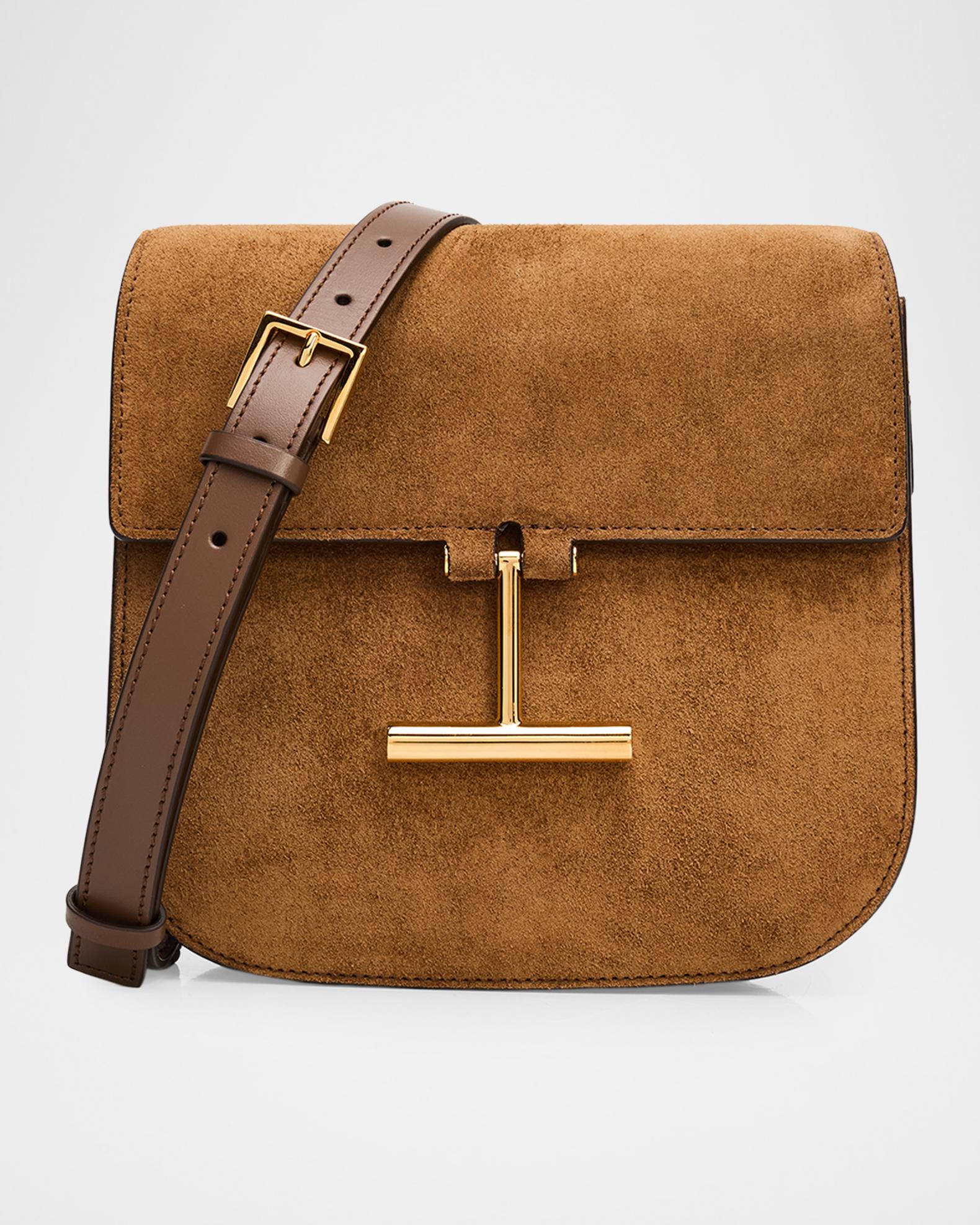 TOM FORD Tara Mini Flap Crossbody Bag in Suede and Leather | Neiman Marcus
