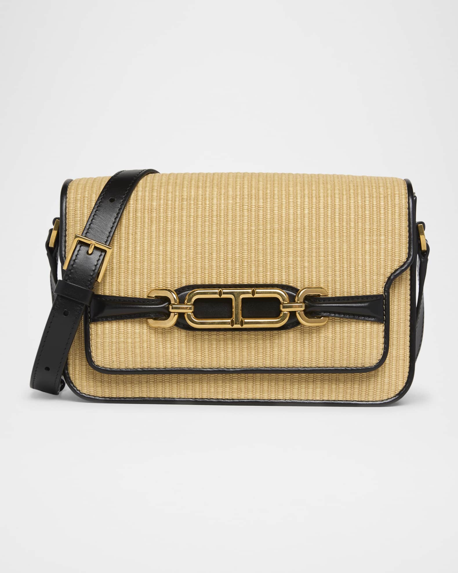 Small Shoulder Bag in Raffia Cotton and Leather 0