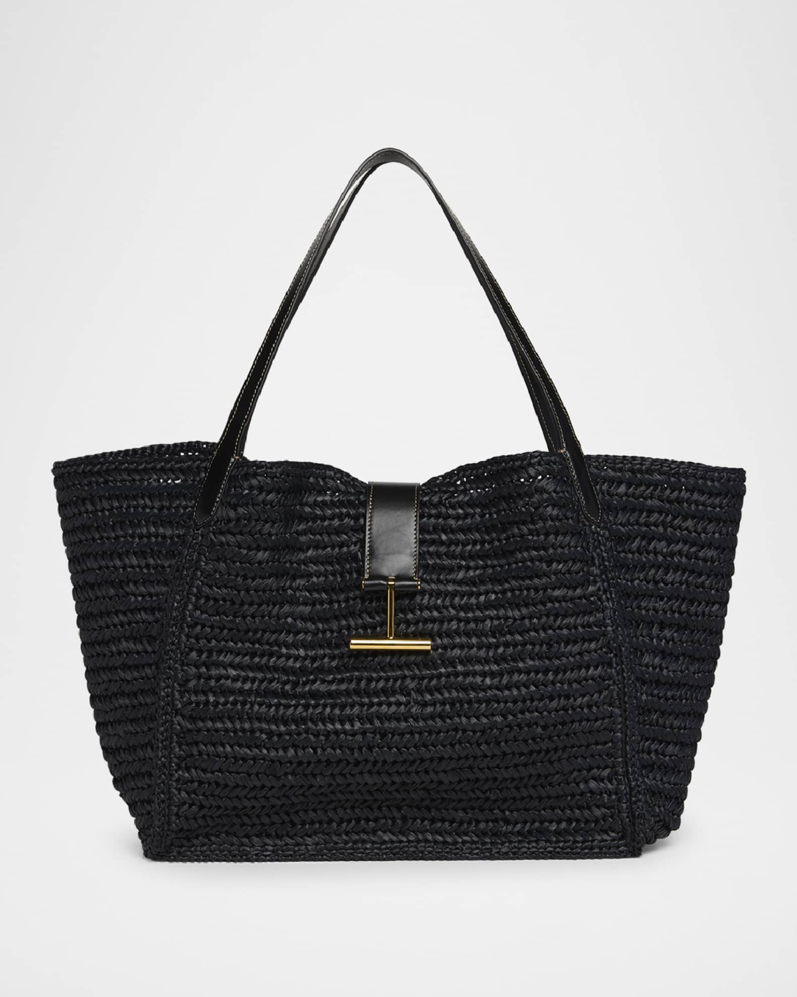 Tara Large Tote Bag in Raffia Viscose and Leather 0