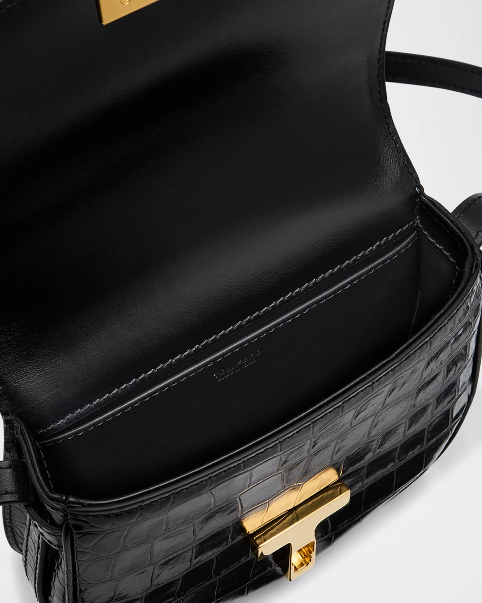 TOM FORD Wallis Mini Flap Shoulder Bag in Shiny Croc