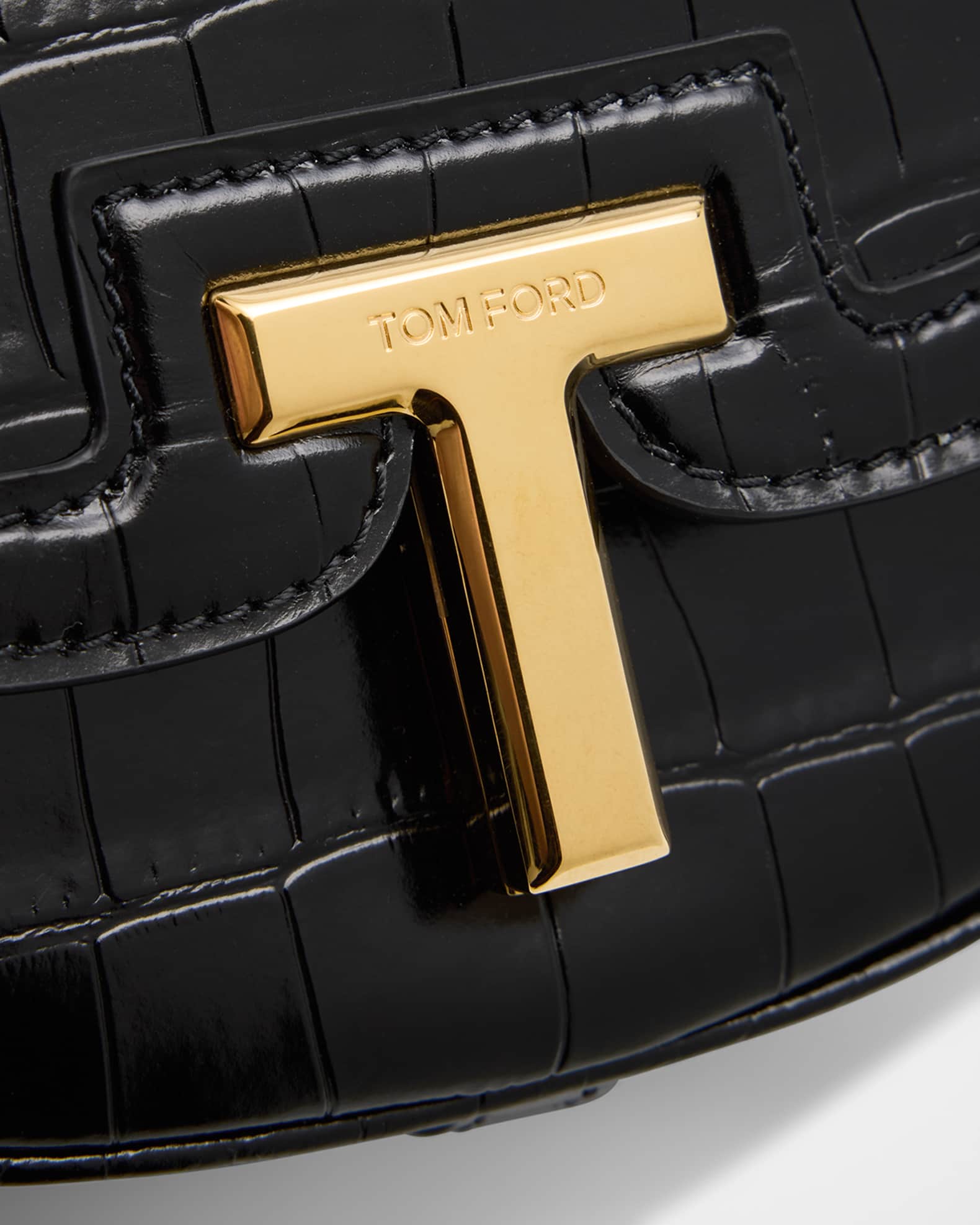 TOM FORD Wallis Mini Flap Shoulder Bag in Shiny Croc