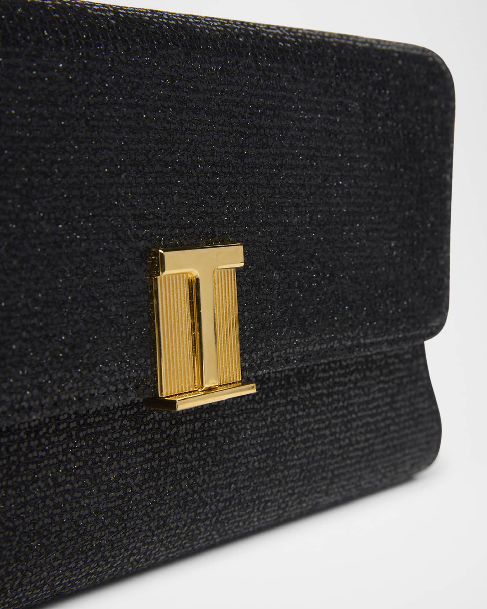 TOM FORD Nobile Flap Clutch Bag in Glitter Textured Fabric