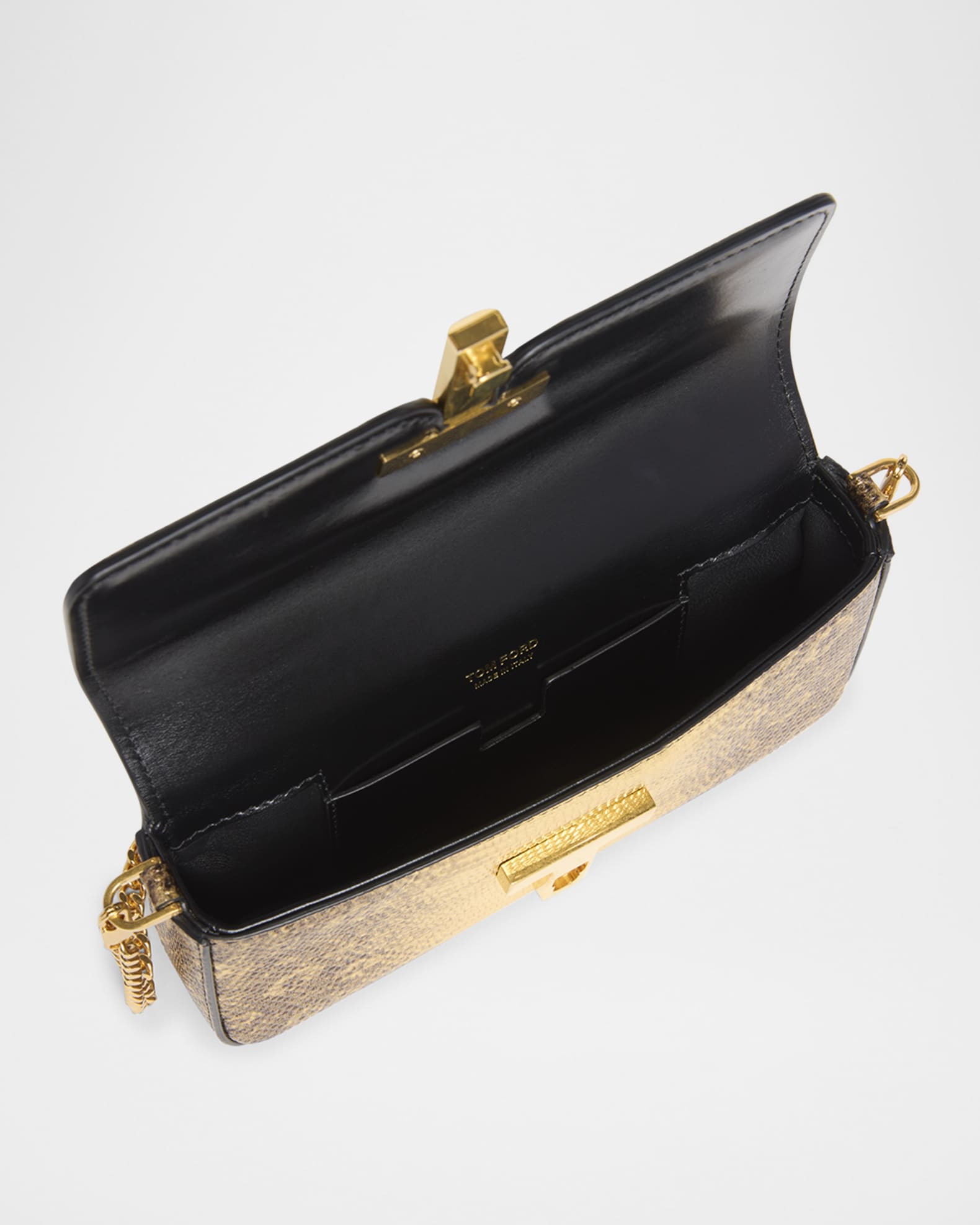 TOM FORD Wallis Mini Flap Shoulder Bag Snakeskin-Printed