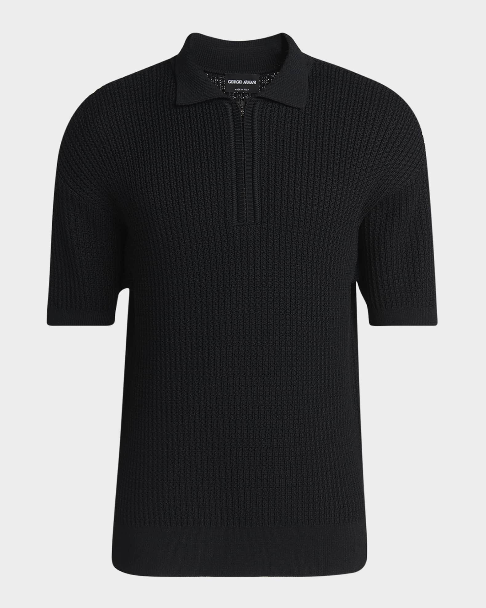 Giorgio Armani Men's Textured Knit Short-Sleeve Quarter-Zip Giorgio Armani Men's Textured Knit Short-Sleeve Quarter-Zip