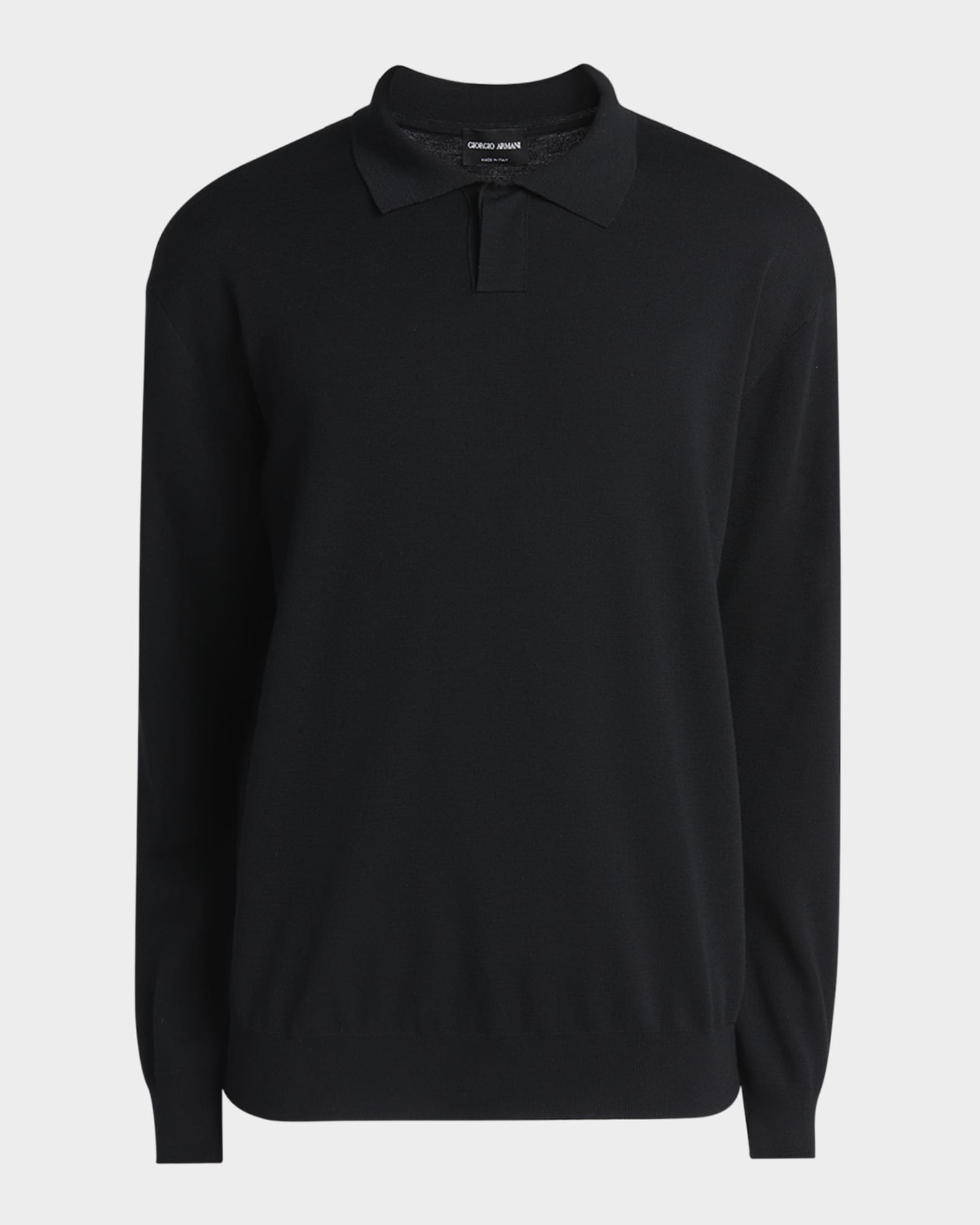 Giorgio Armani Men's Milano Stitch Wool Polo Sweater | Neiman Marcus