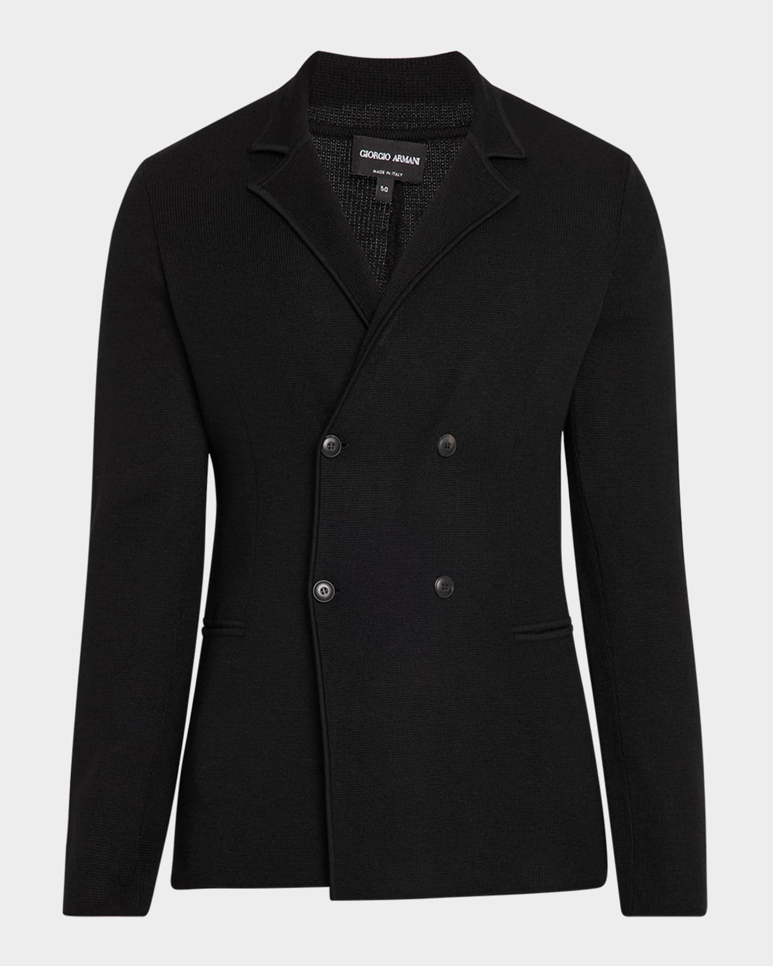 GIORGIO ARMANI 黒ジャケット ウール イタリア製 52 Giorgio Armani Men's Wool-Cashmere Rib Stitch Blazer | Neiman Marcus