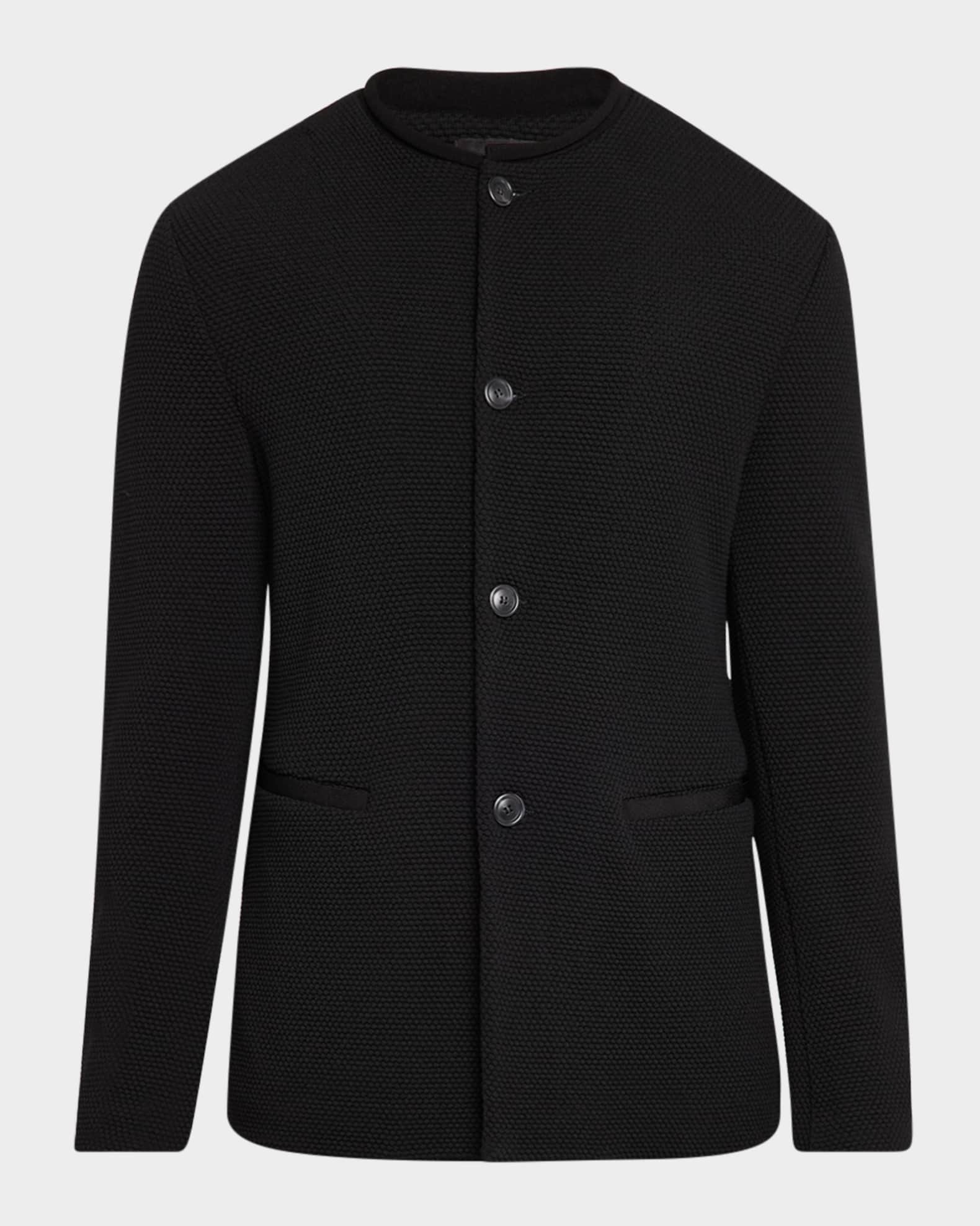 Band collar blazer shop