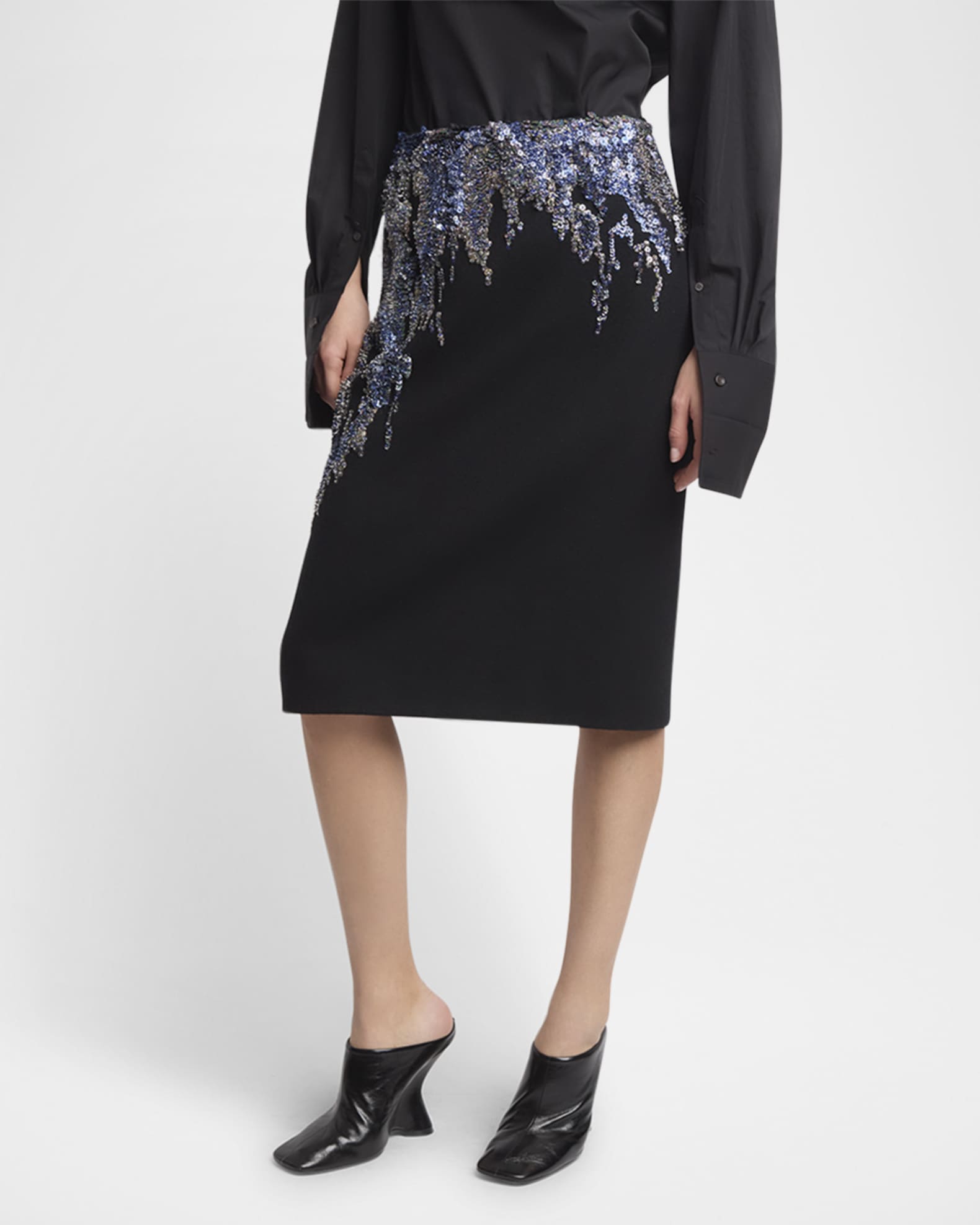 Dries Van Noten Samba Sequin Embroidered Crepe Skirt