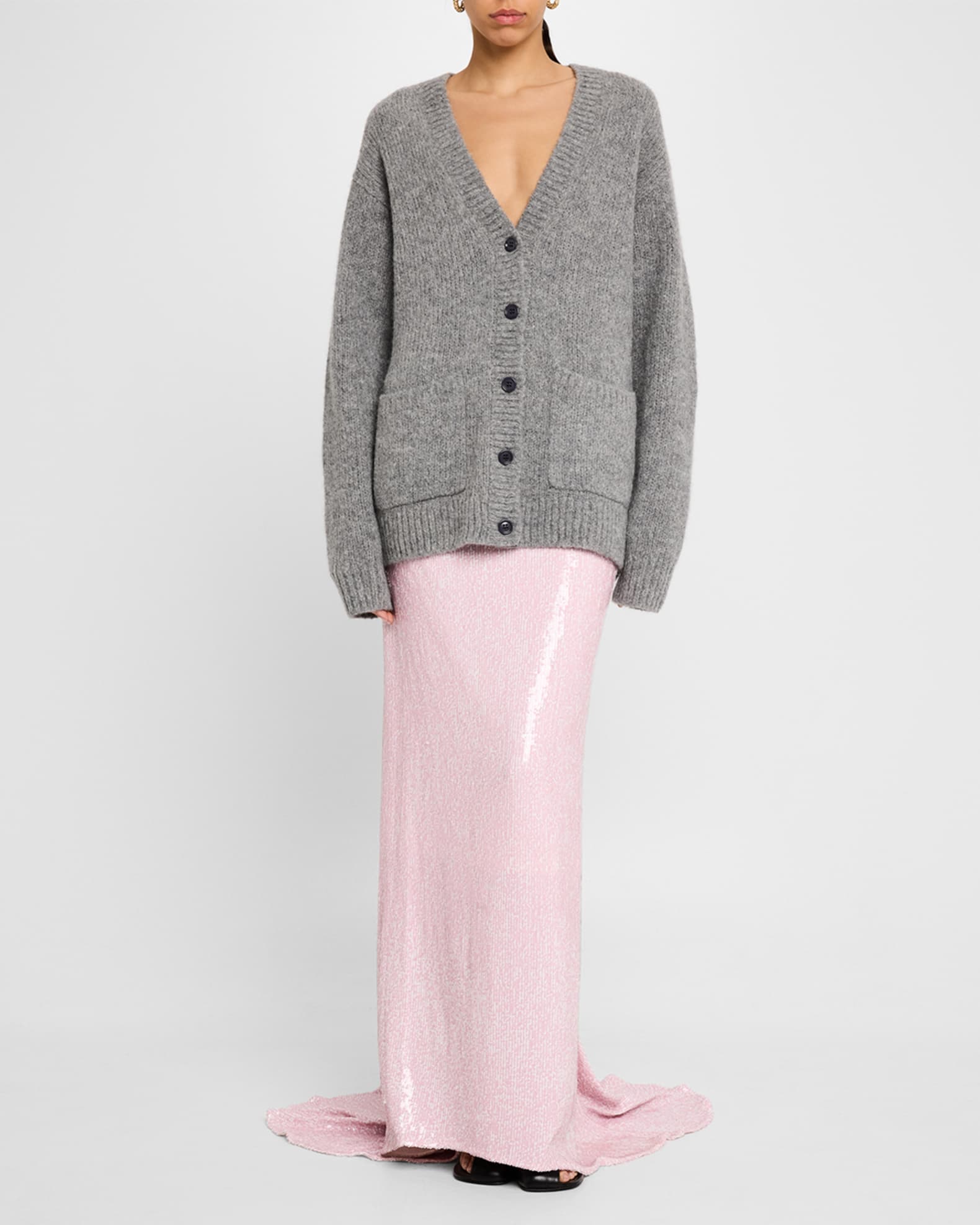 スカート DRIES VAN NOTEN PINK SILK SEQUIN SKIRT Dries Van Noten Pink silk sequin skirt | TheDoubleF