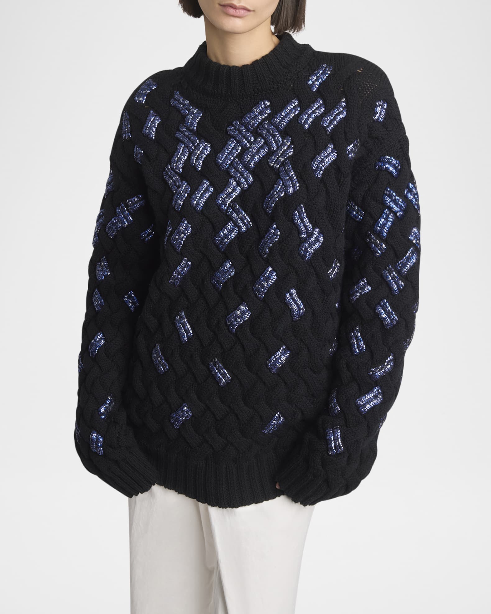 トップス DRIES VAN NOTEN Black Summer Knit DRIES VAN NOTEN Asymmetric ribbed wool turtleneck cardigan