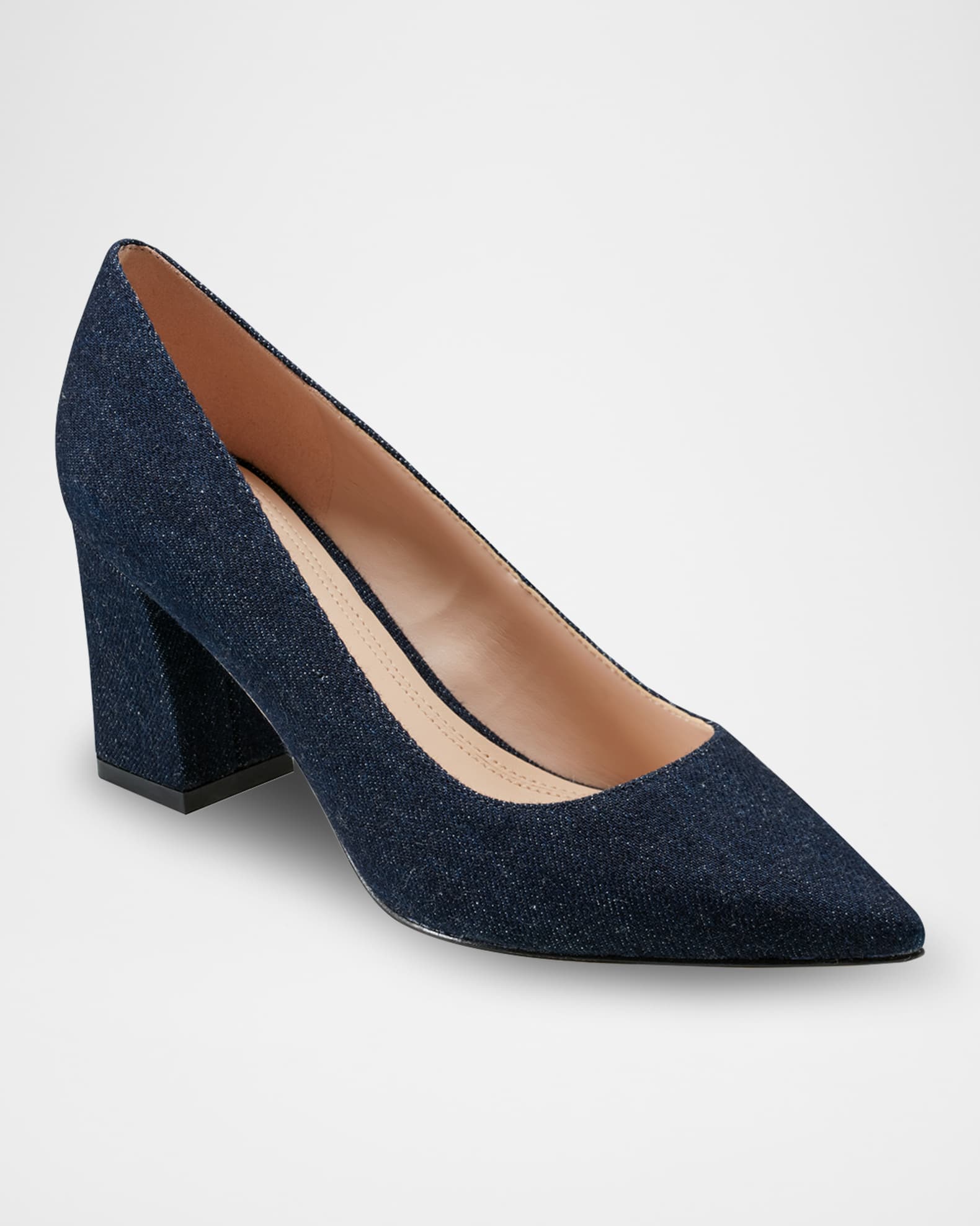 Denim Block-Heel Pumps 1