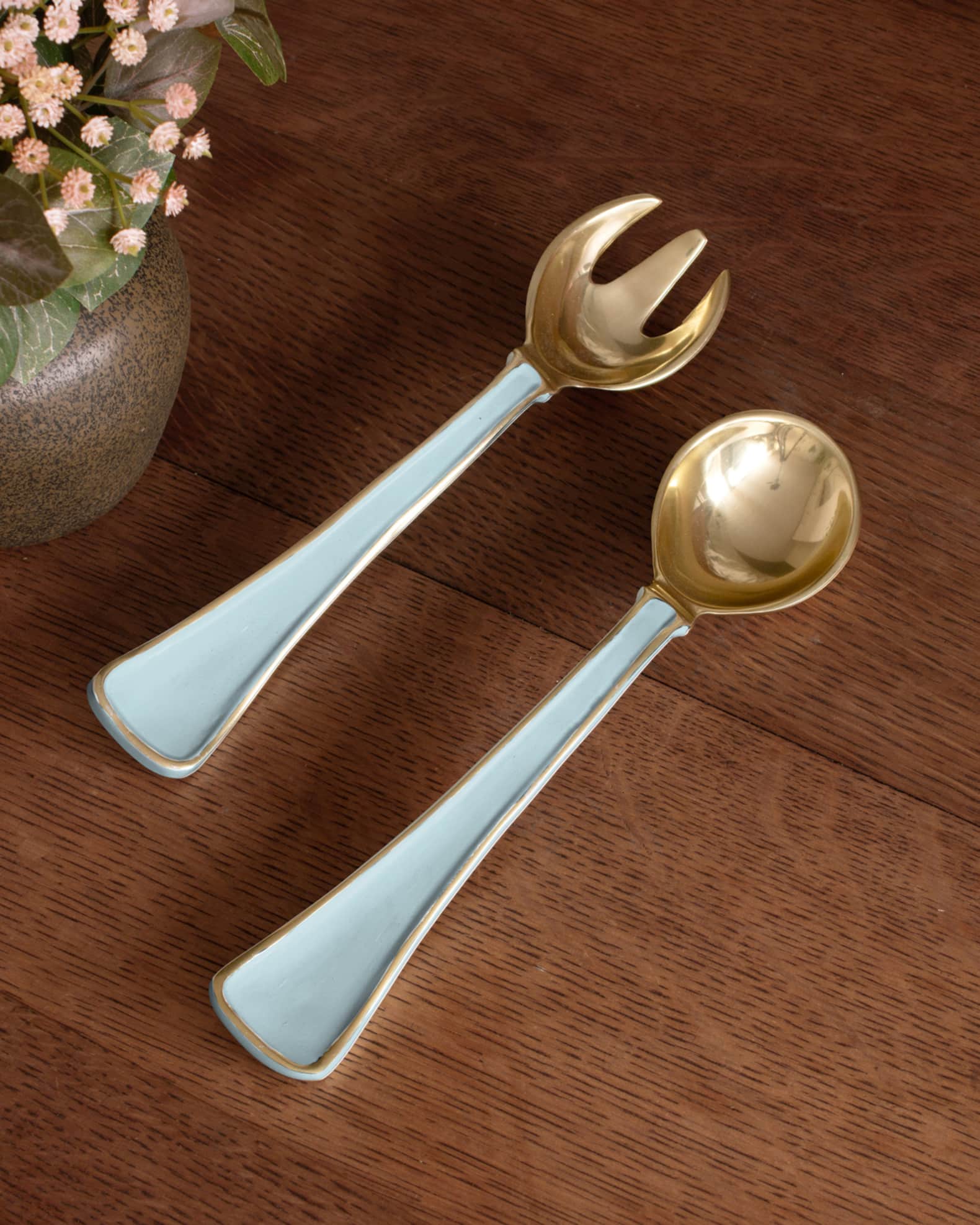 Encanto Soho Salad Servers in Turquoise