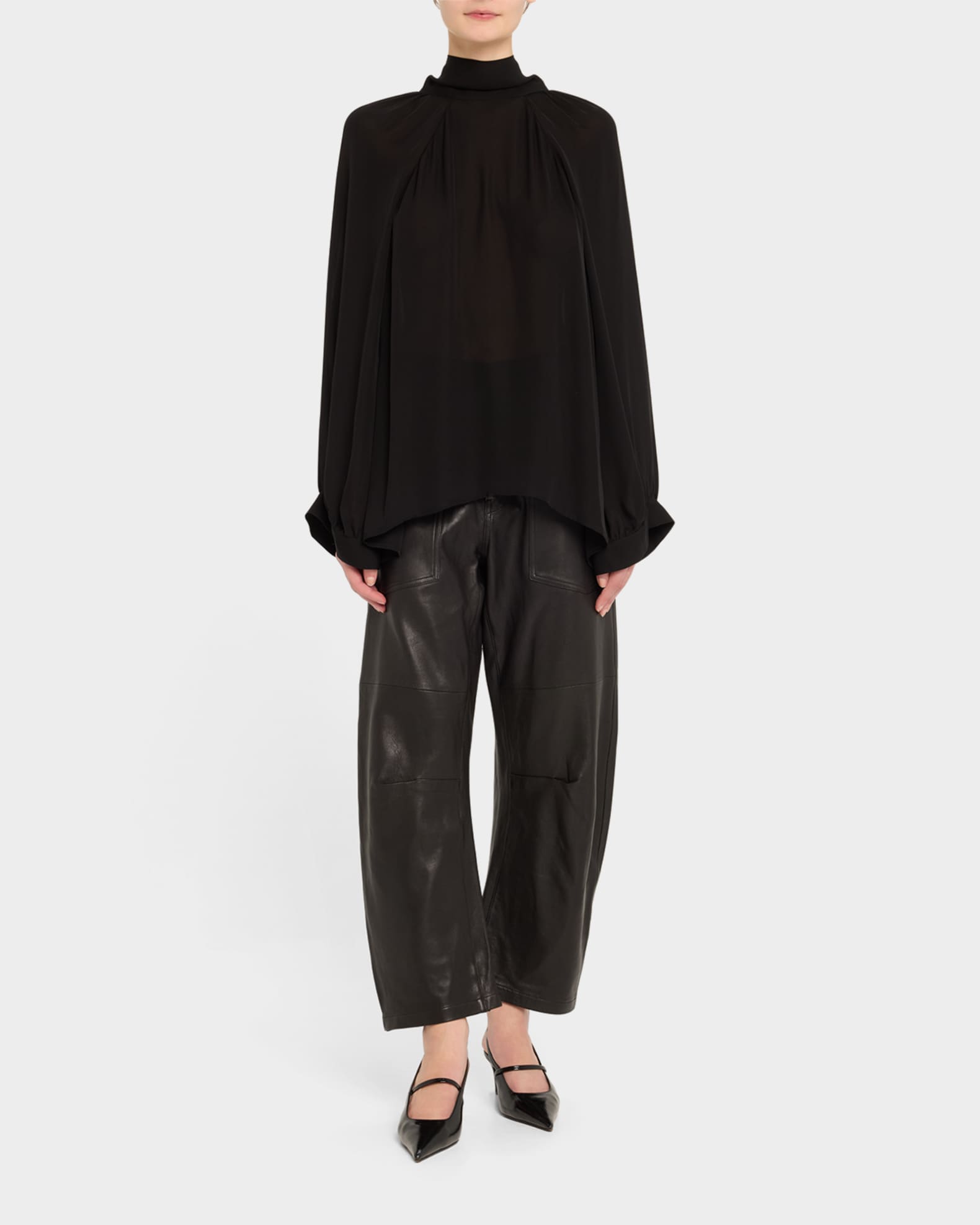 Elianna Cutout Pleated Silk Blouse 1