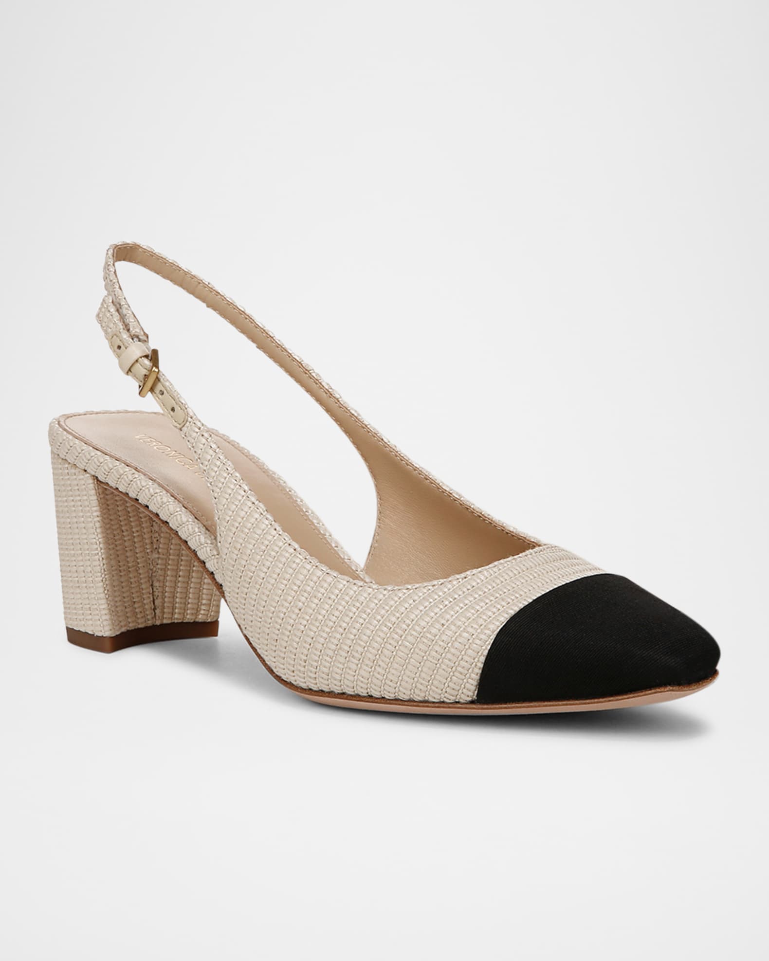 Cecile Bicolor Cap-Toe Slingback Pumps 1