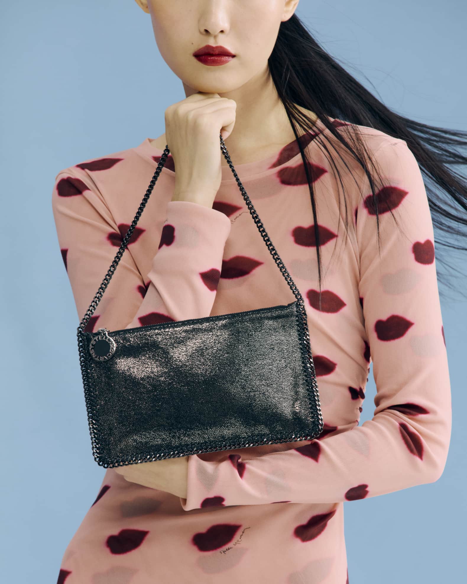 Stella McCartney Falabella Eco Dotted Chamois Shiny Pochette