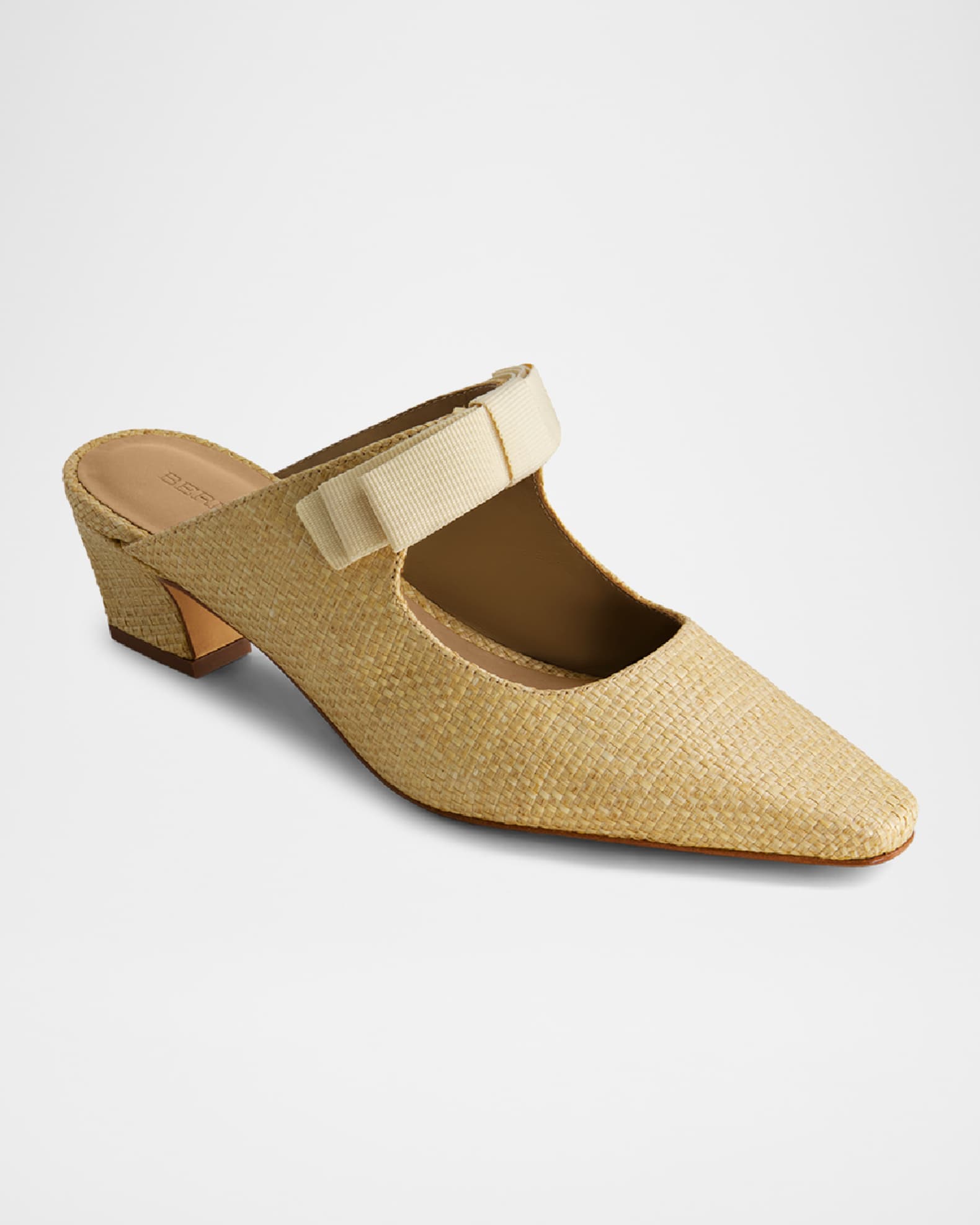 Astrid Raffia Bow Mary Jane Heeled Mules 1