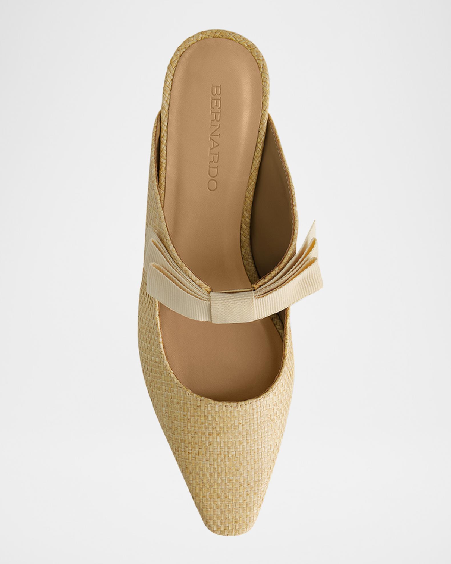 Bernardo Astrid Raffia Bow Mary Jane Heeled Mules | Neiman Marcus