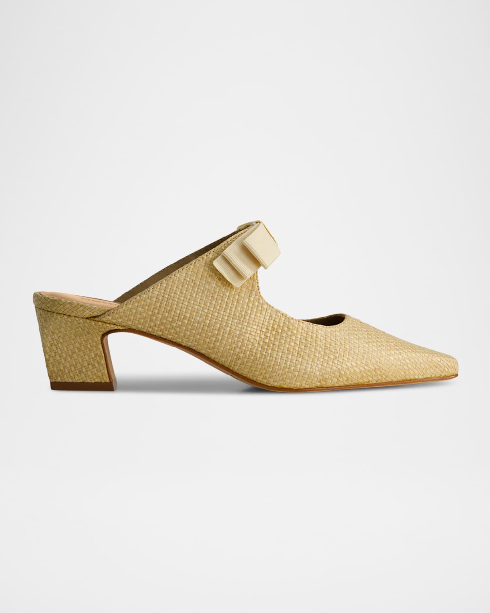 Astrid Raffia Bow Mary Jane Heeled Mules 0