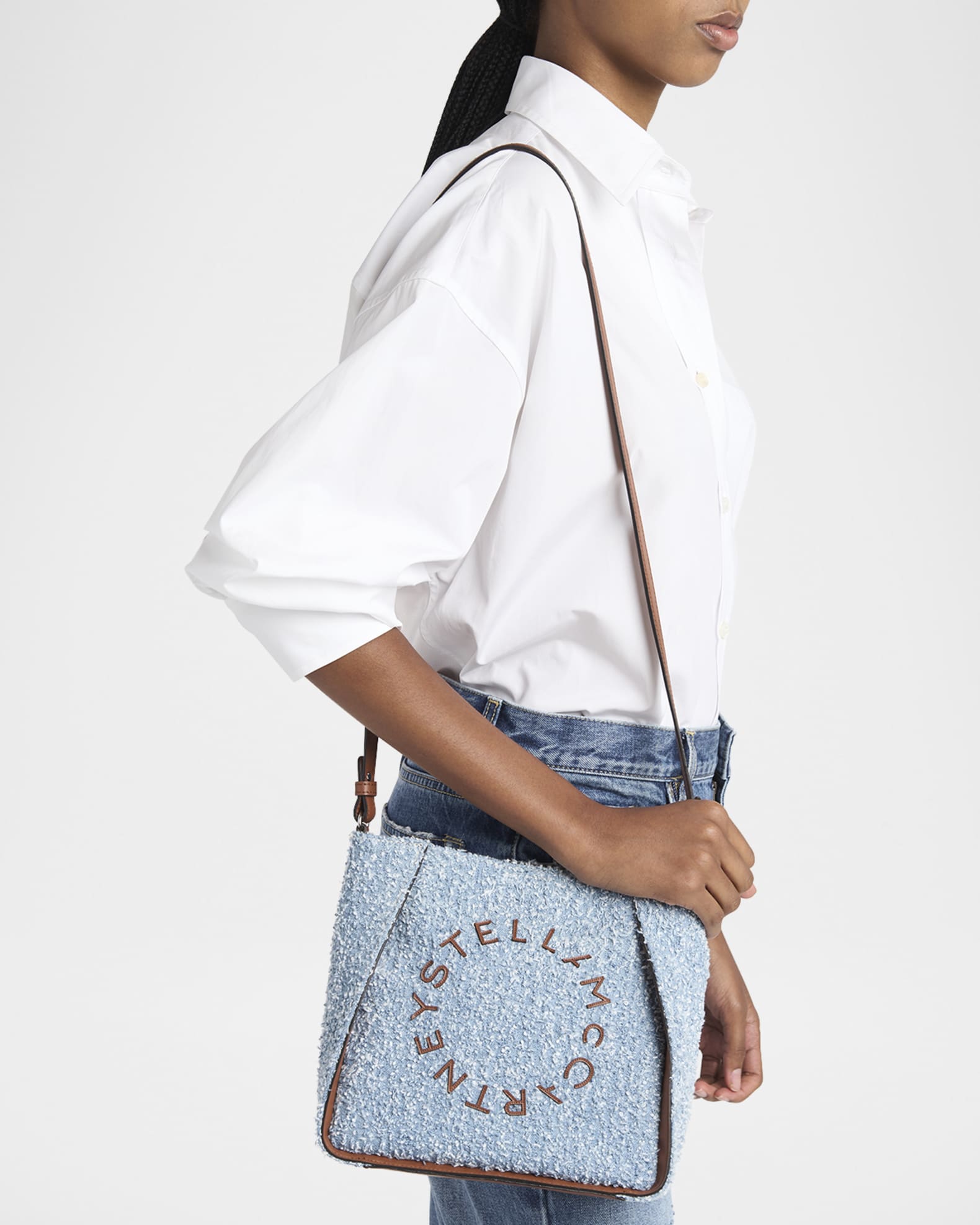 Logo Eco Denim Tweed Crossbody Bag 1