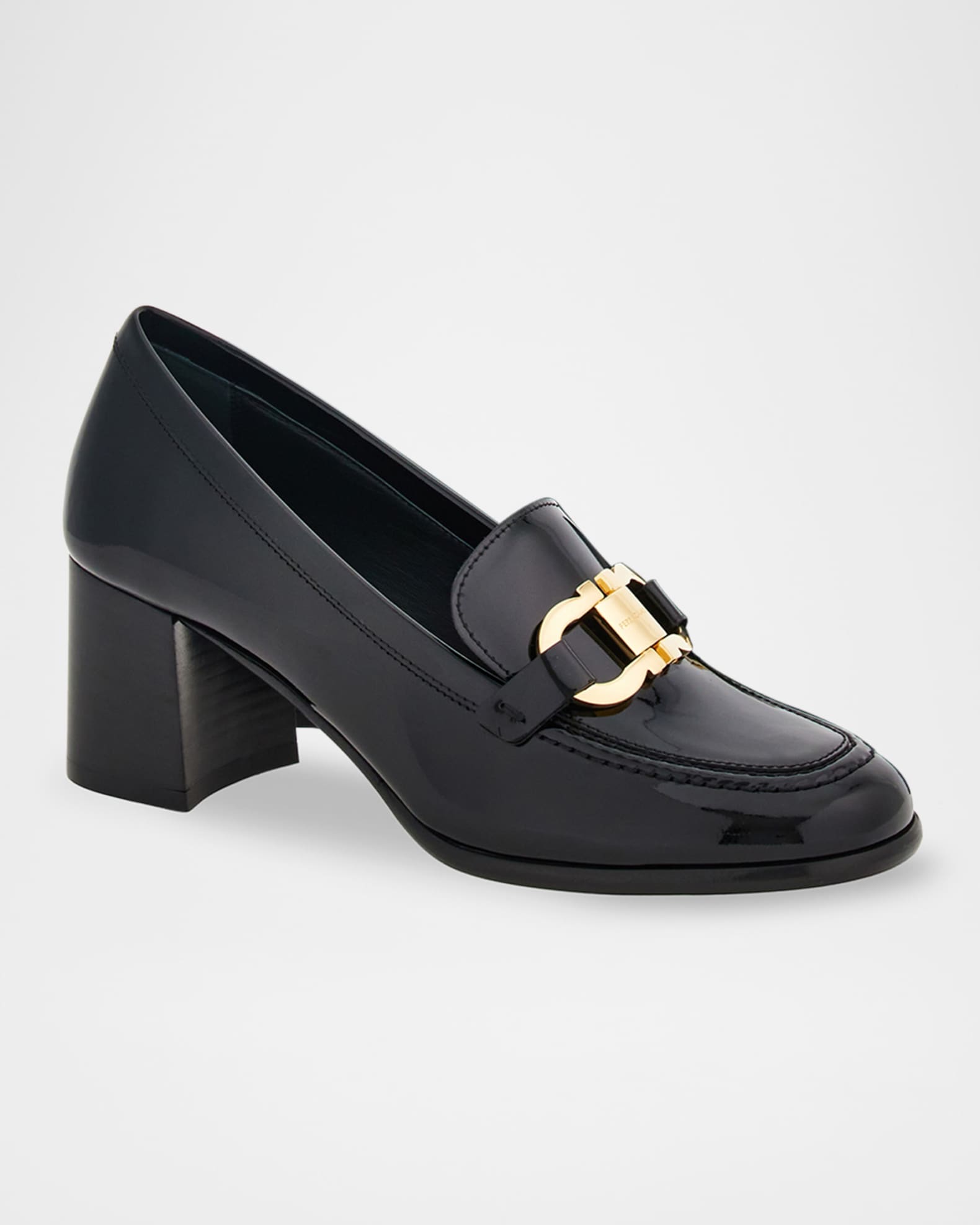 Marlena Gancini Bit Patent Leather Heeled Loafers 1