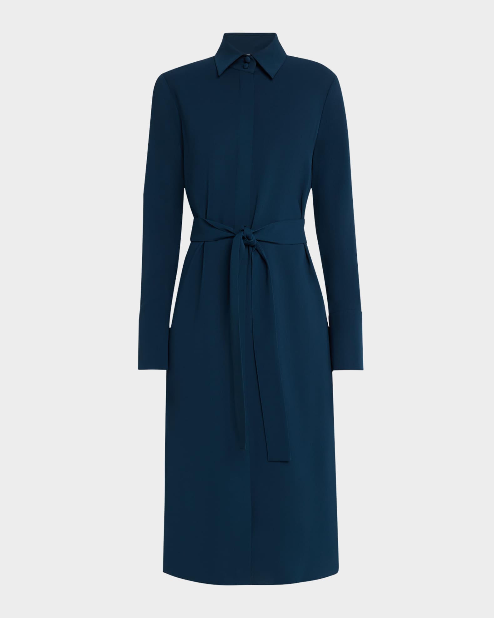 Lafayette 148 New York Belted Split Cuff Shirtdress Lido Blue