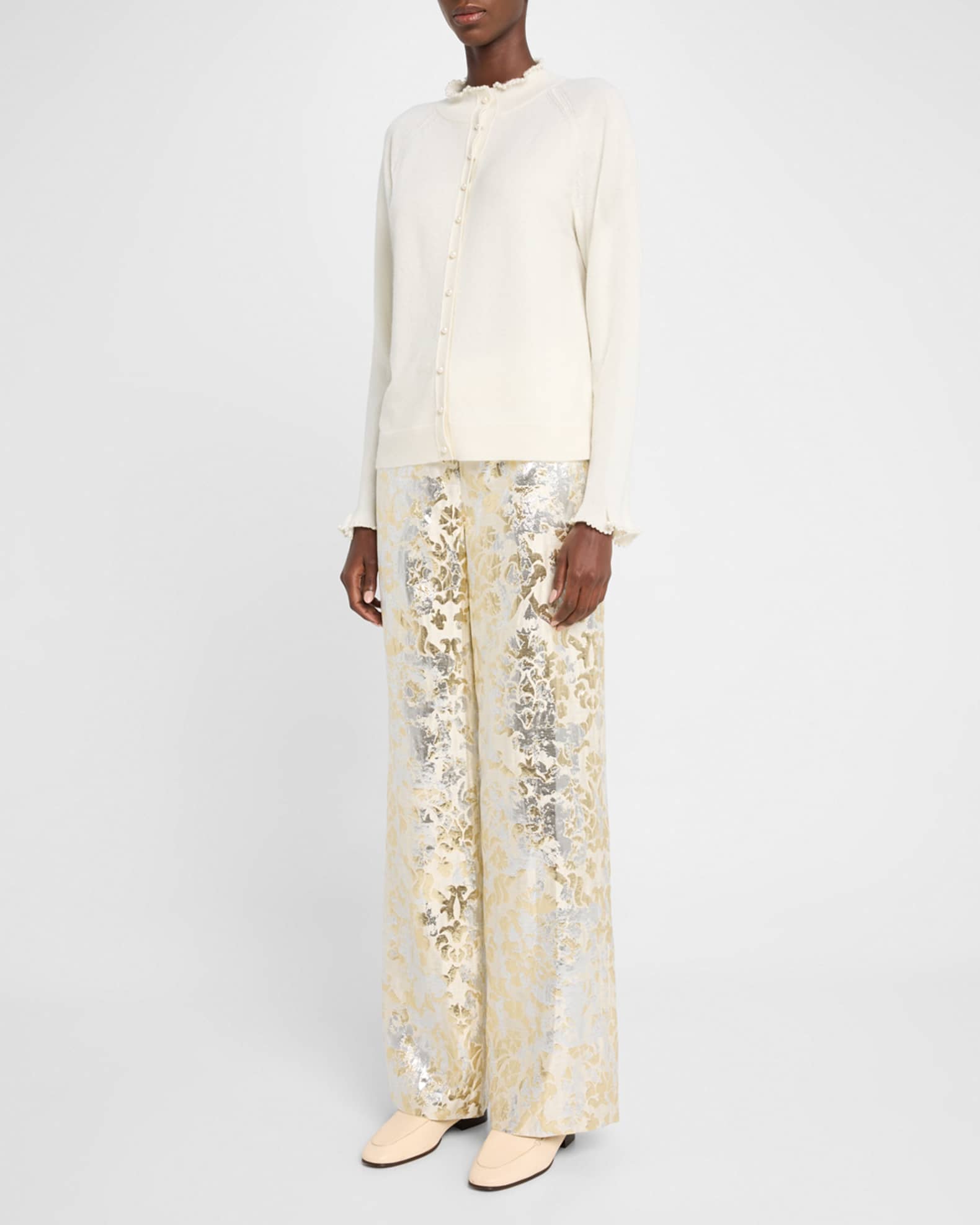 Sullivan High-Rise Metallic Jacquard Pants - Thumbnail 2