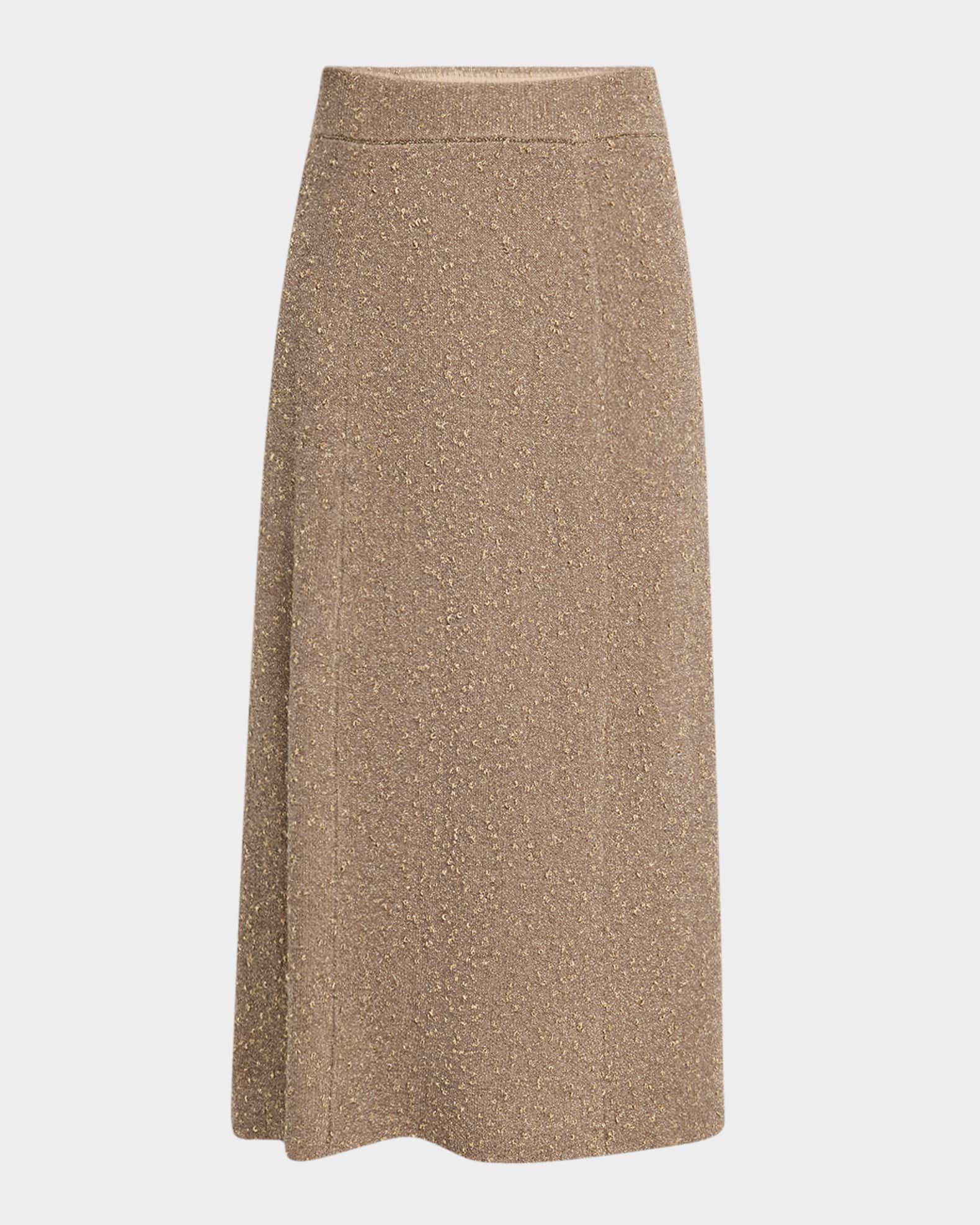 Metallic Wool-Cashmere Knit Midi Skirt 0