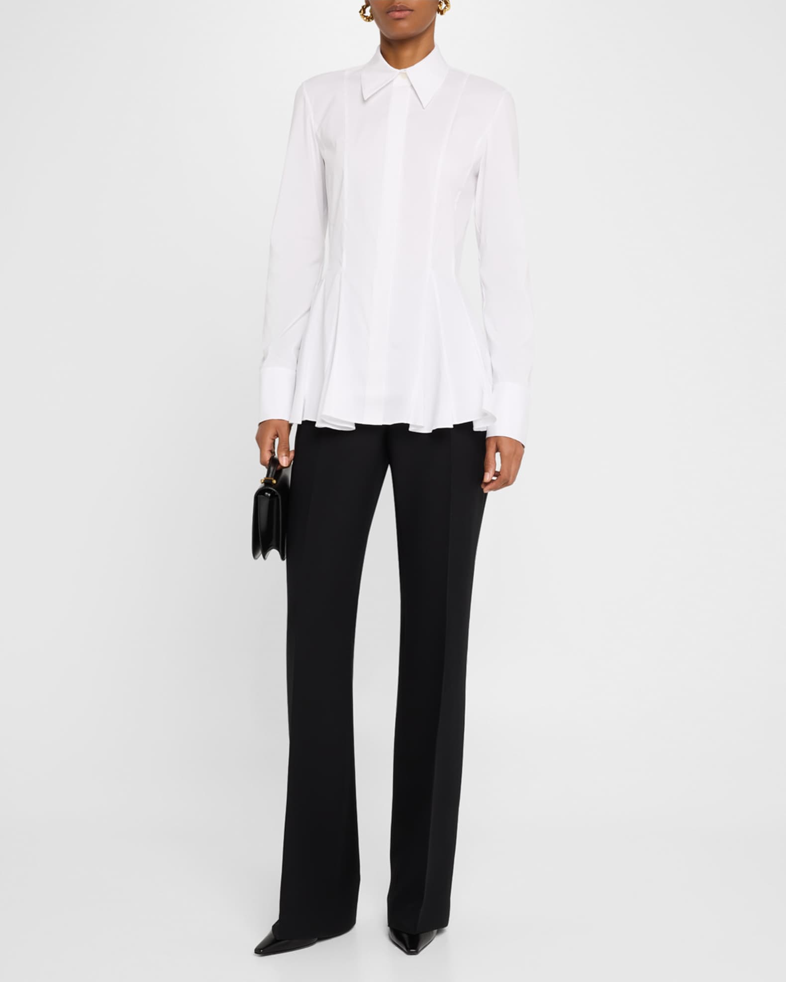 Button-Down Godet Peplum Shirt 1